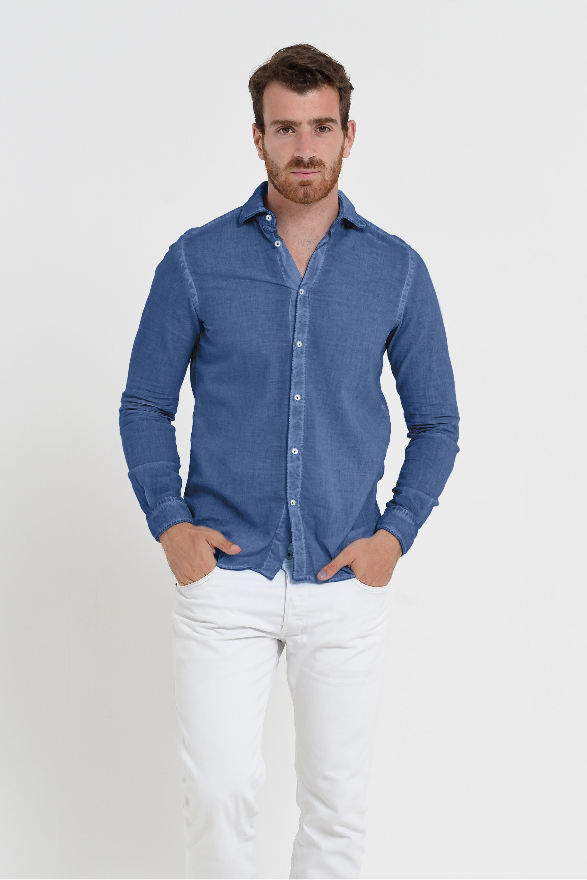 Relaxed Fit Cotton Voile Shirt - Pacific