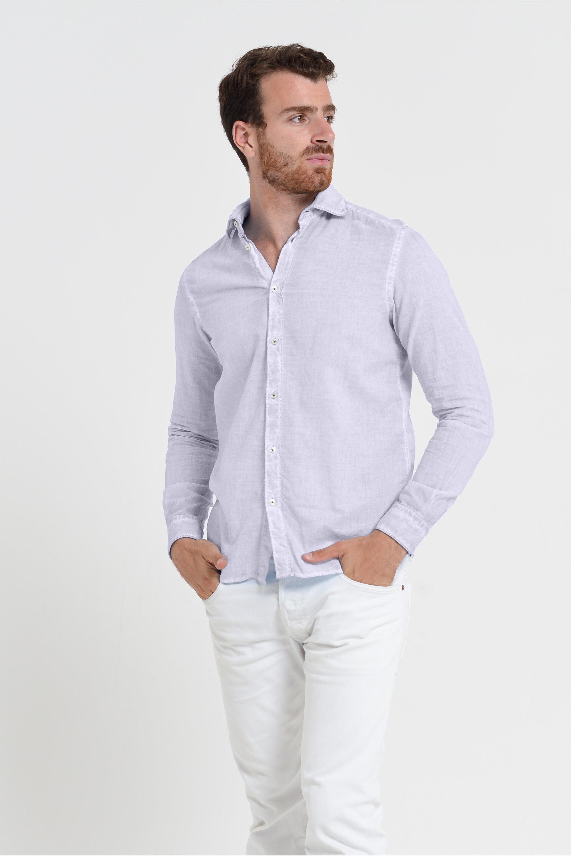 Relaxed Fit Cotton Voile Shirt - Lilac
