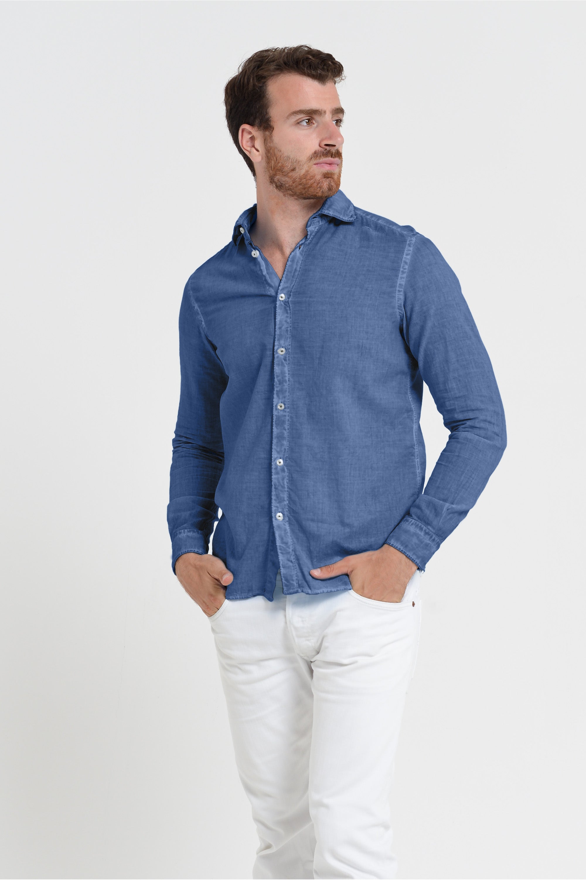 Relaxed Fit Cotton Voile Shirt - Pacific