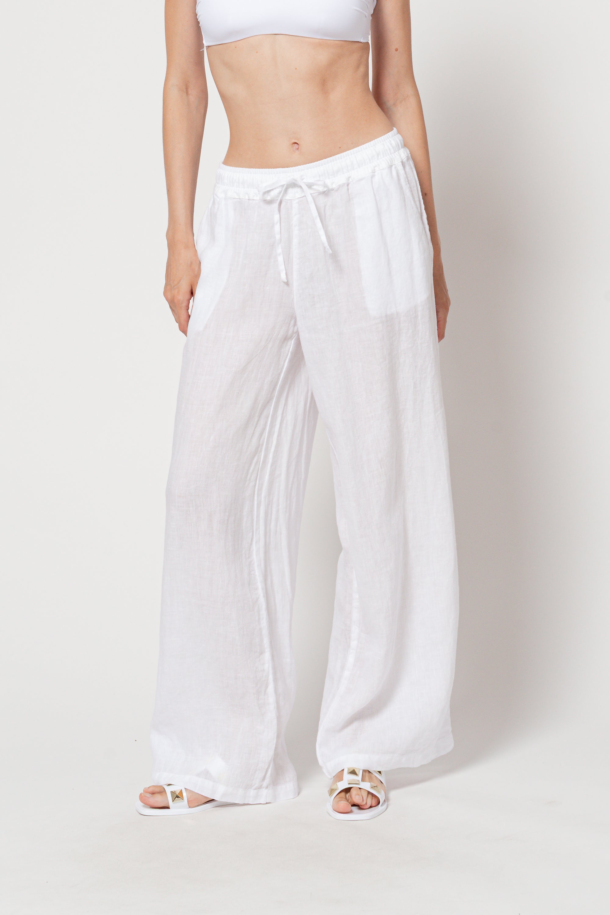 Pantalone Lino Largo - Bianco