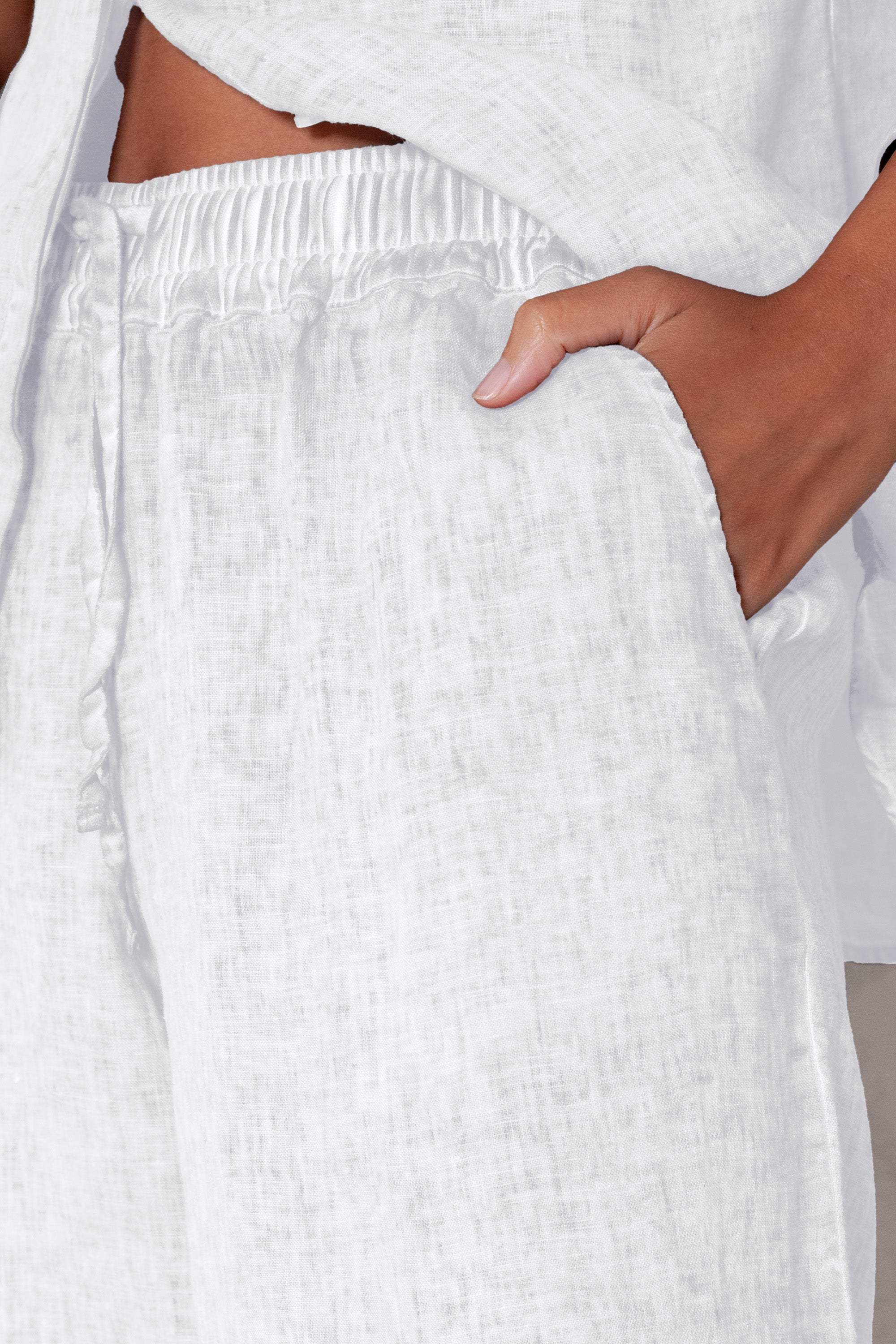 Billow Linen Slacks - White