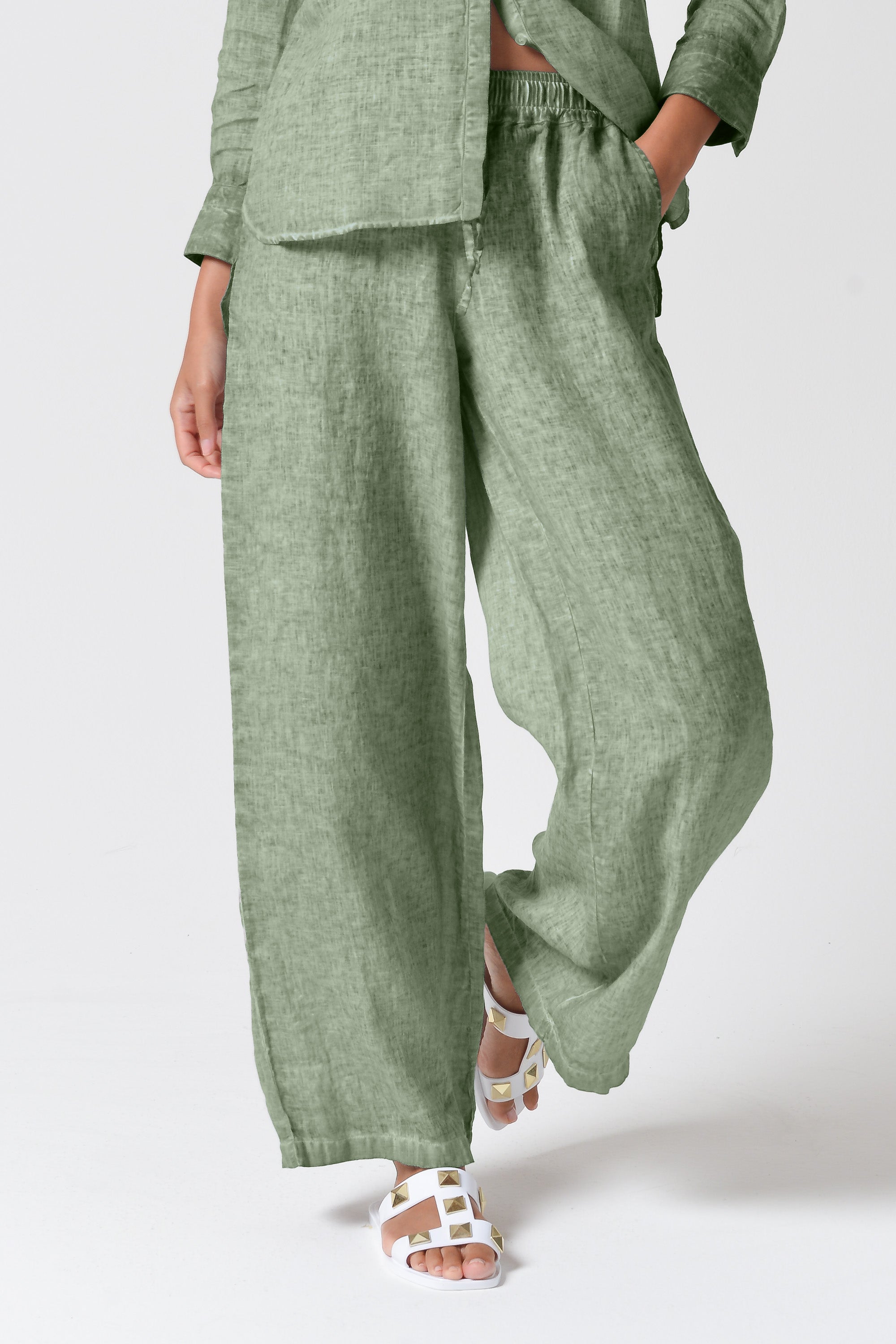 Billow Linen Slacks - Palm