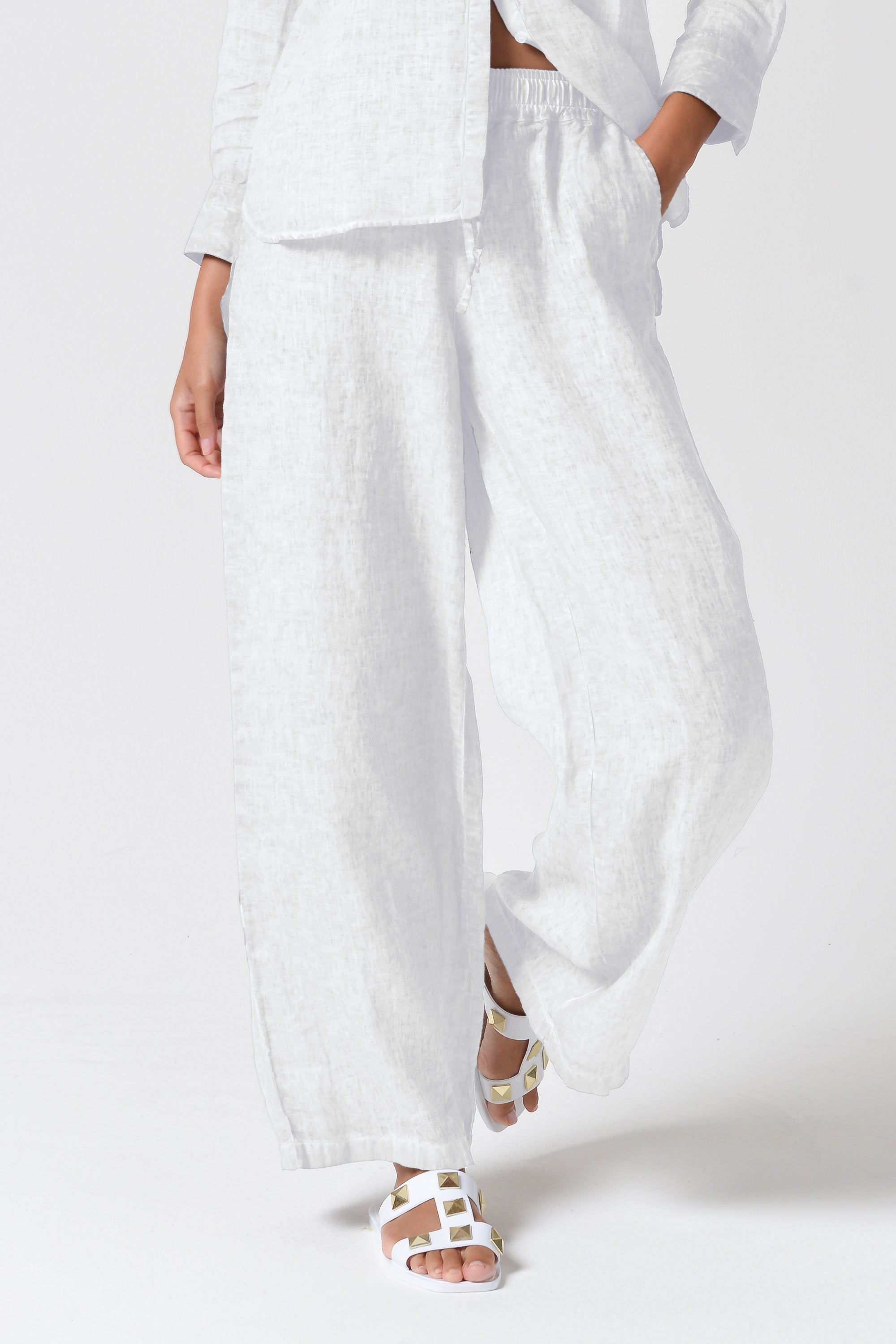 Billow Linen Slacks - White