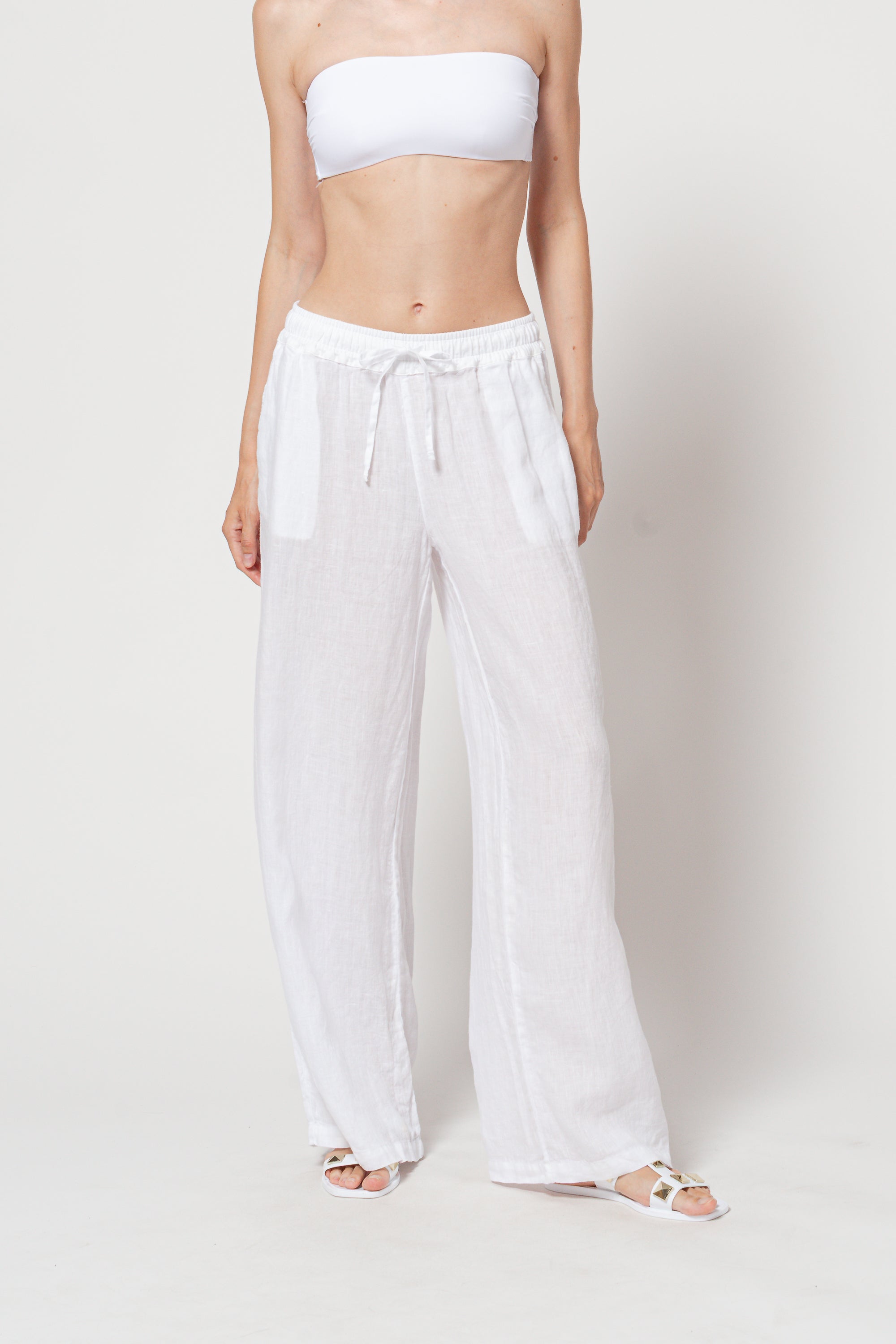 Pantalone Lino Largo - Bianco