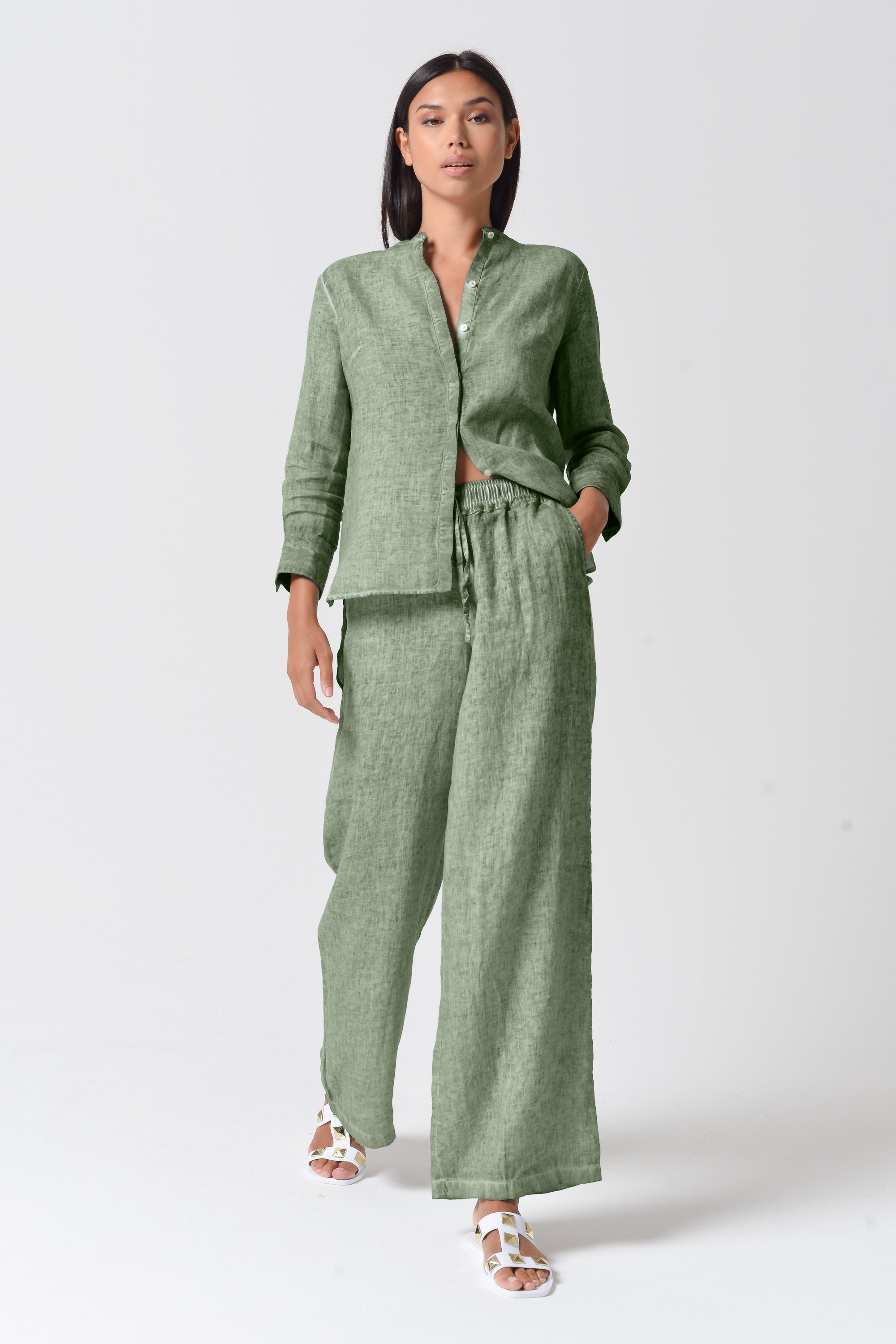 Billow Linen Slacks - Palm