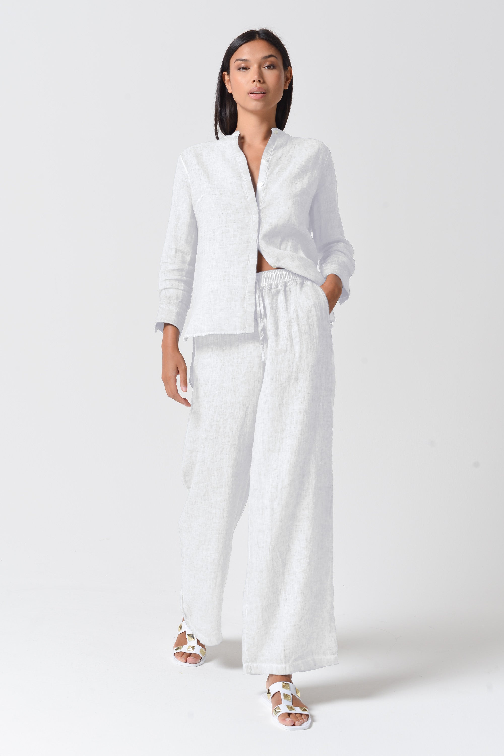 Billow Linen Slacks - White