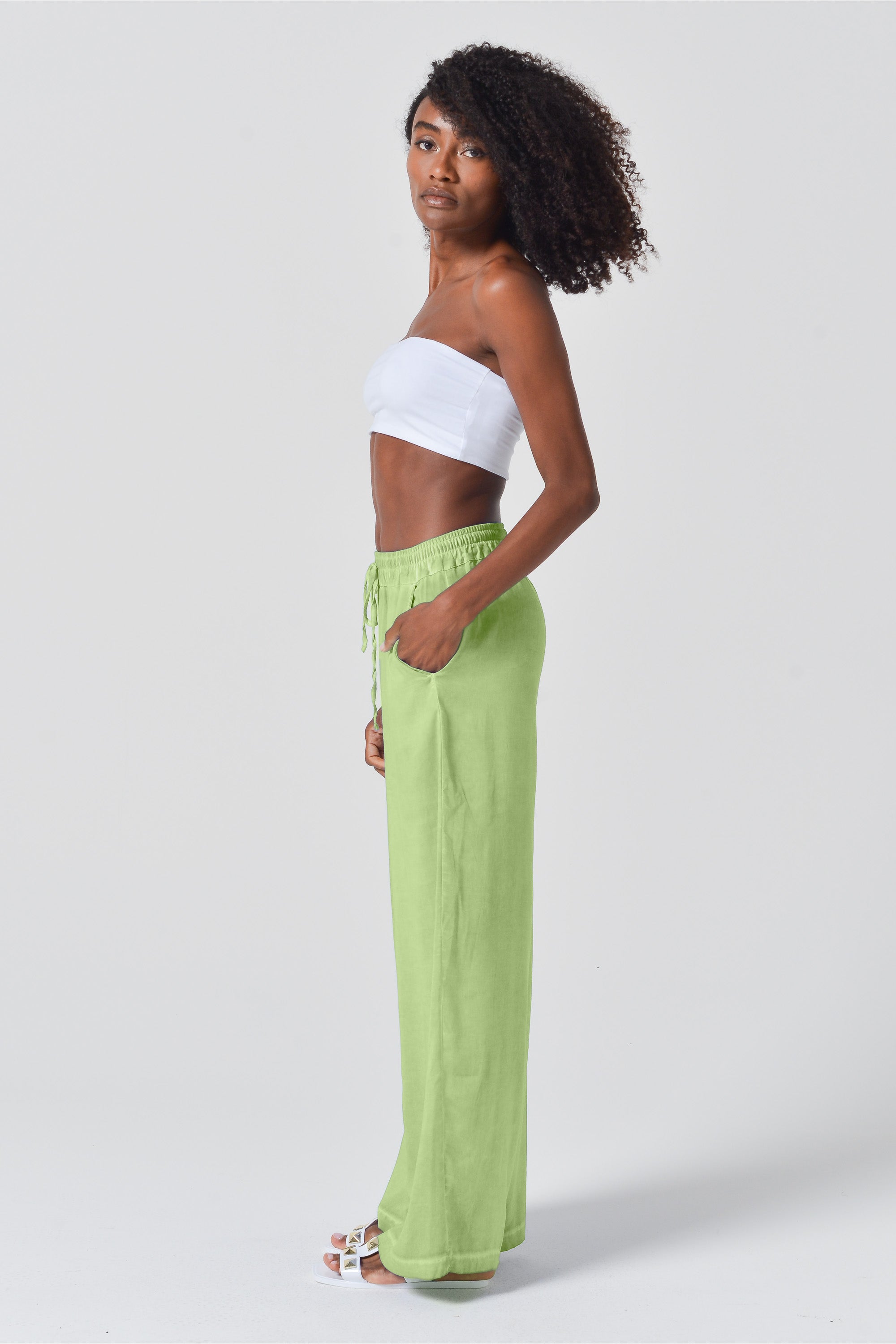 Viscose Billow Slacks - Kiwi