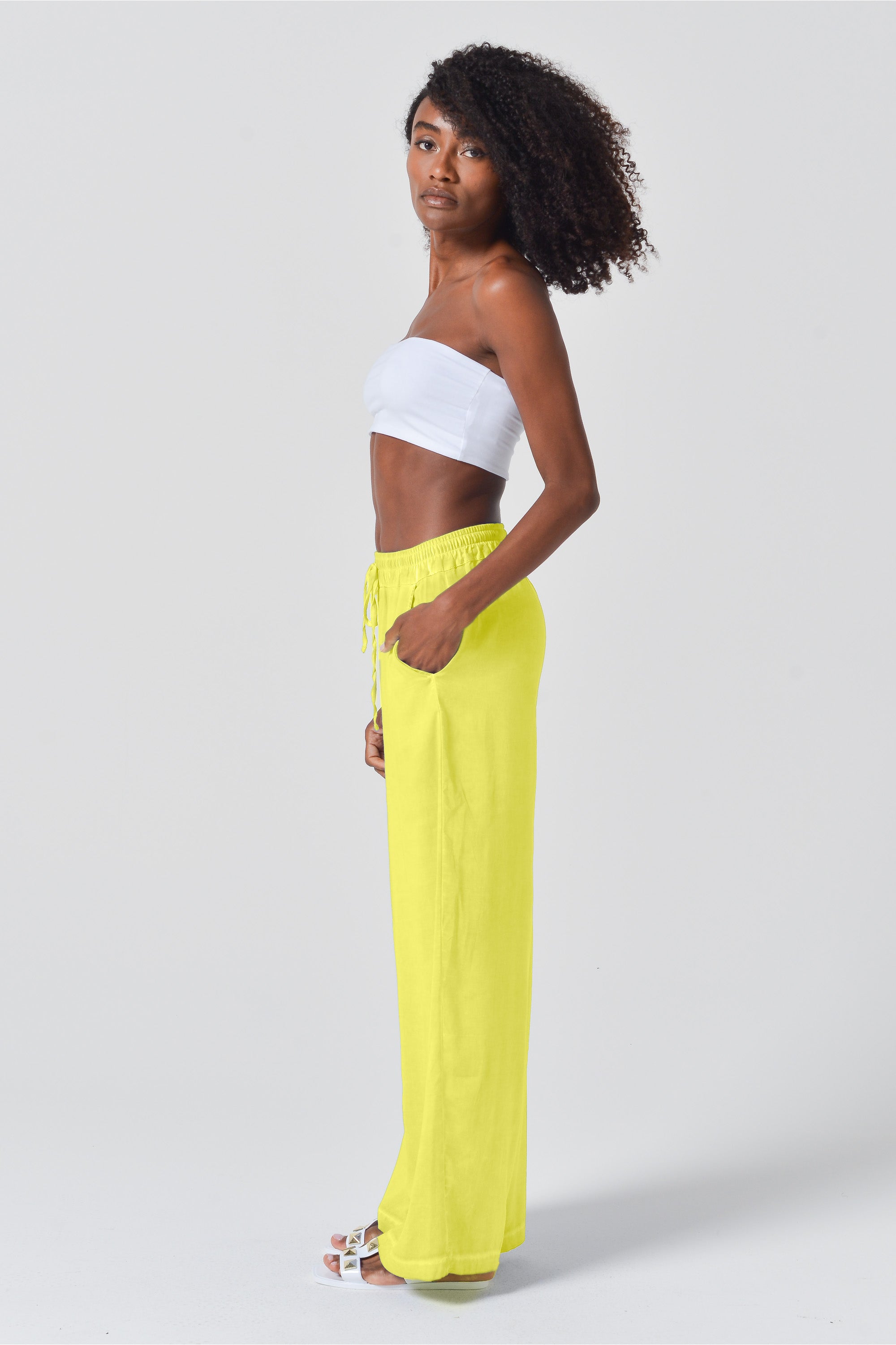 Viscose Billow Slacks - Lime