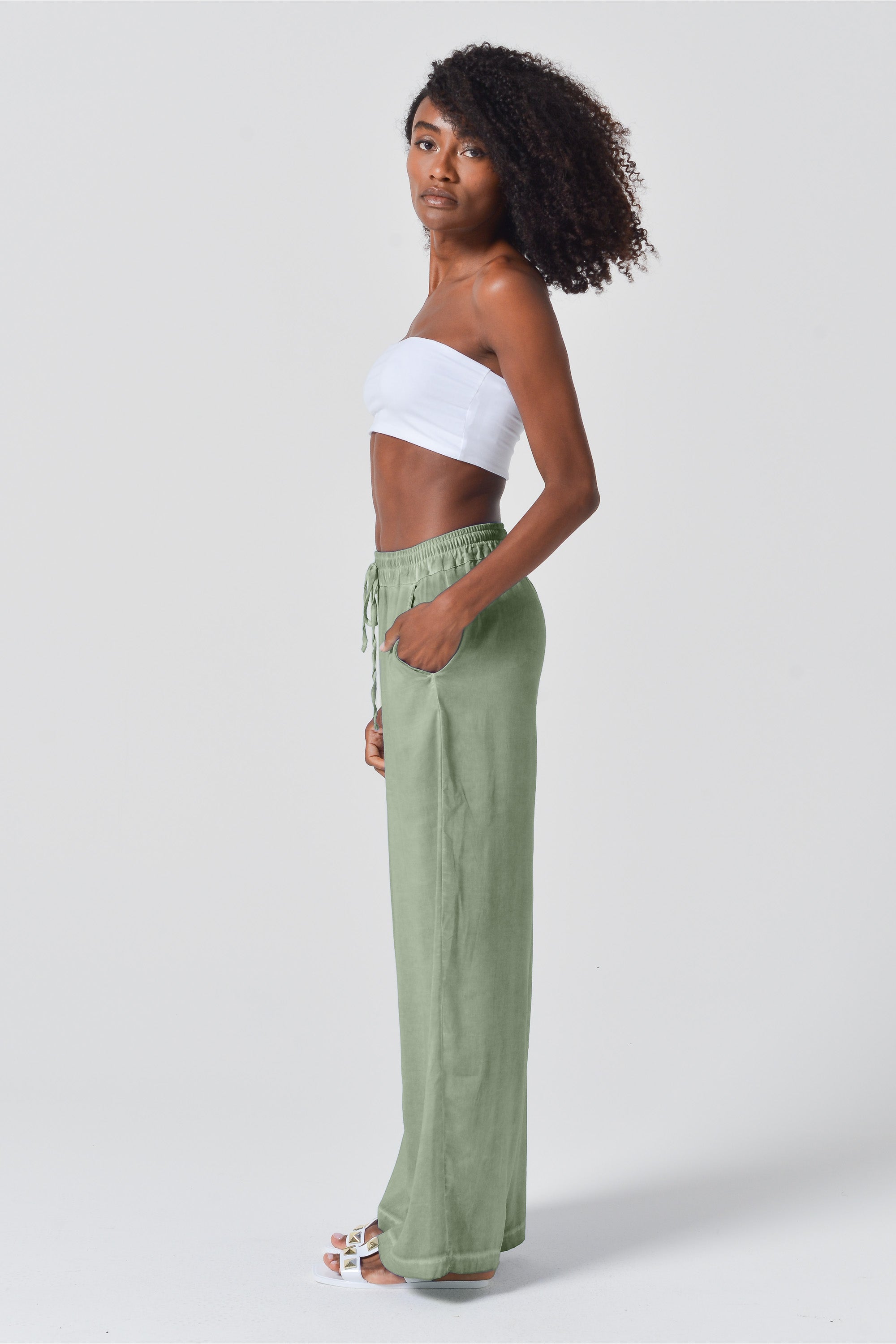 Viscose Billow Slacks - Palm