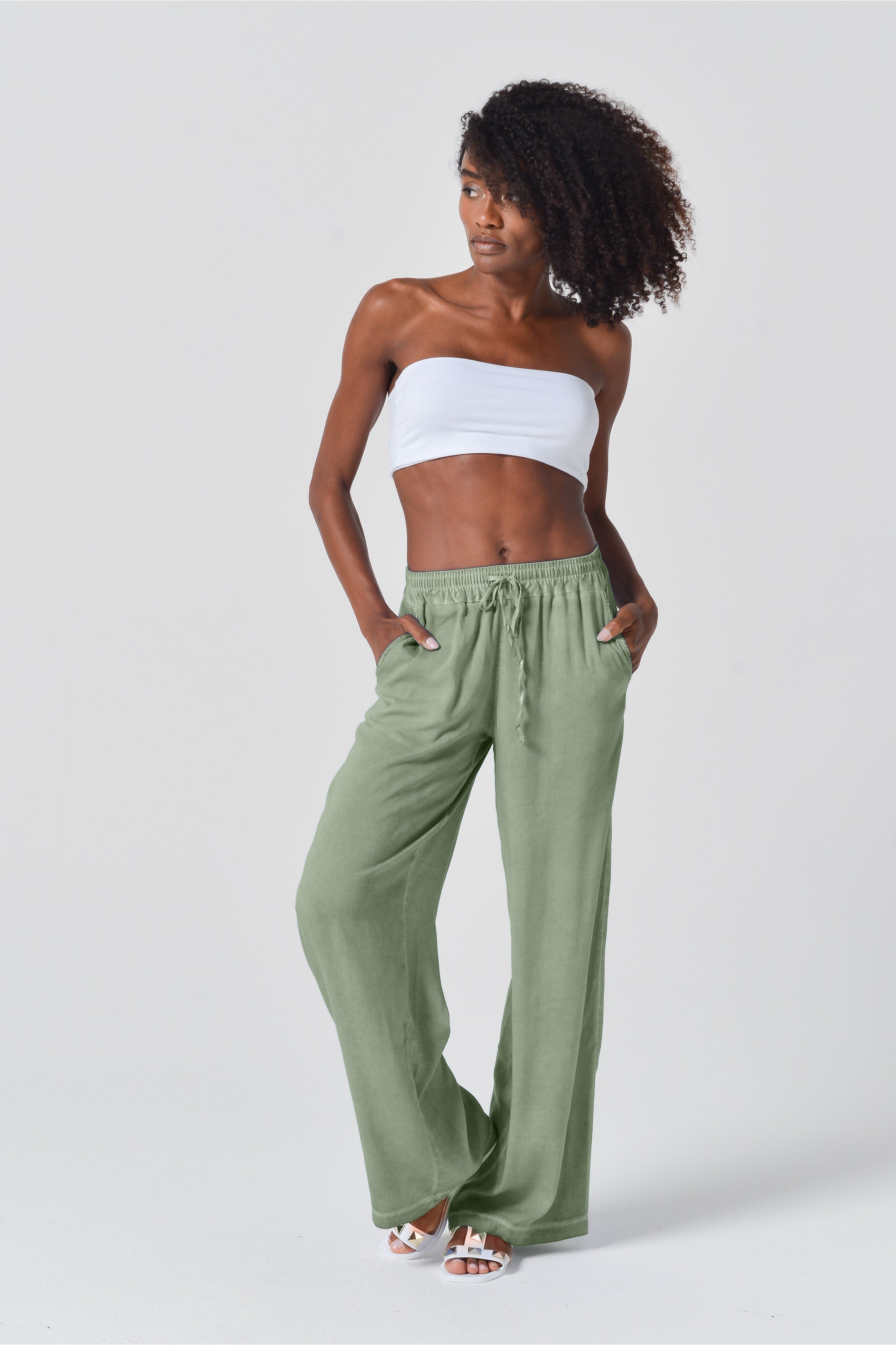 Viscose Billow Slacks - Palm