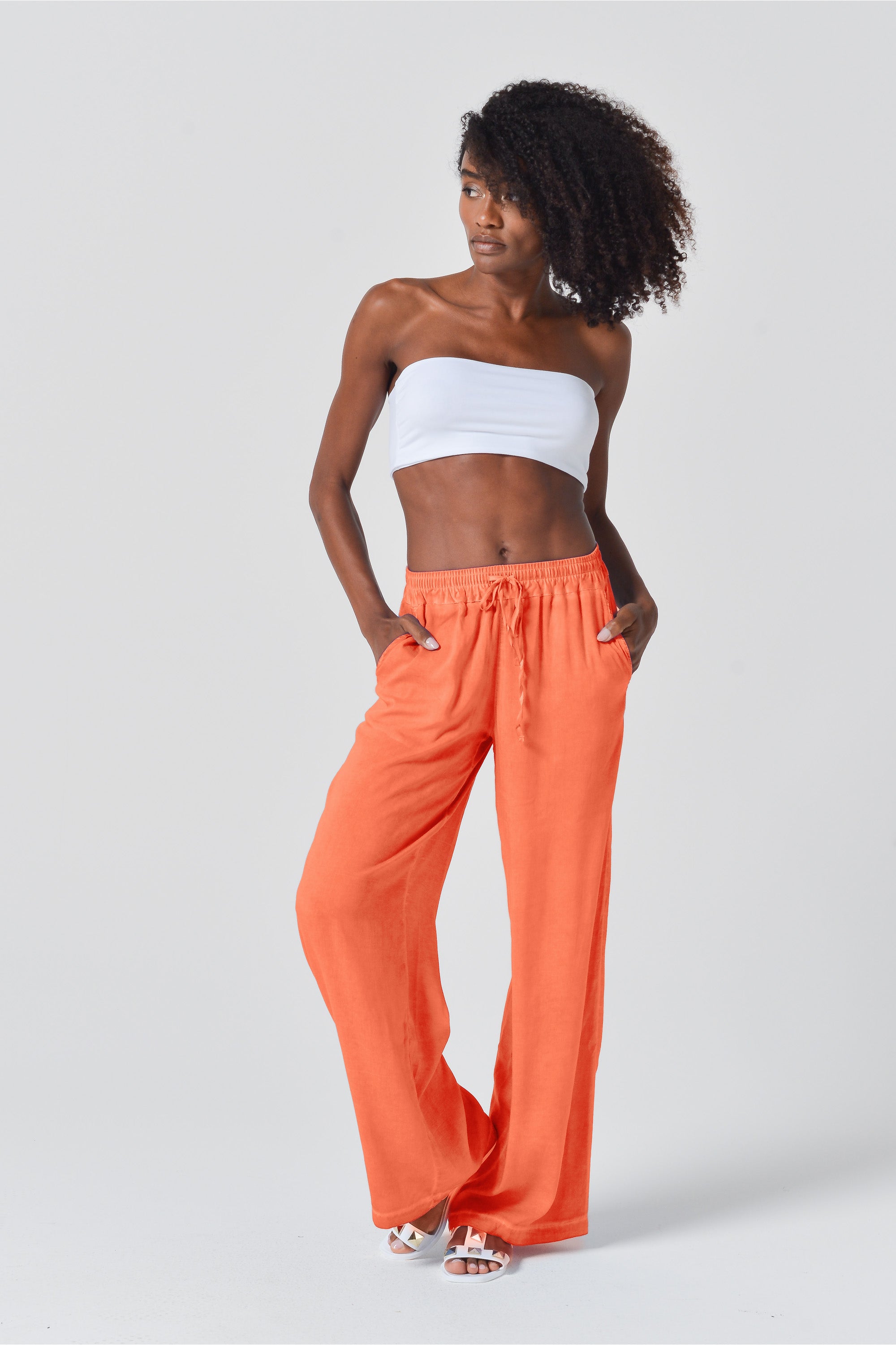 Viscose Billow Slacks - Papaya