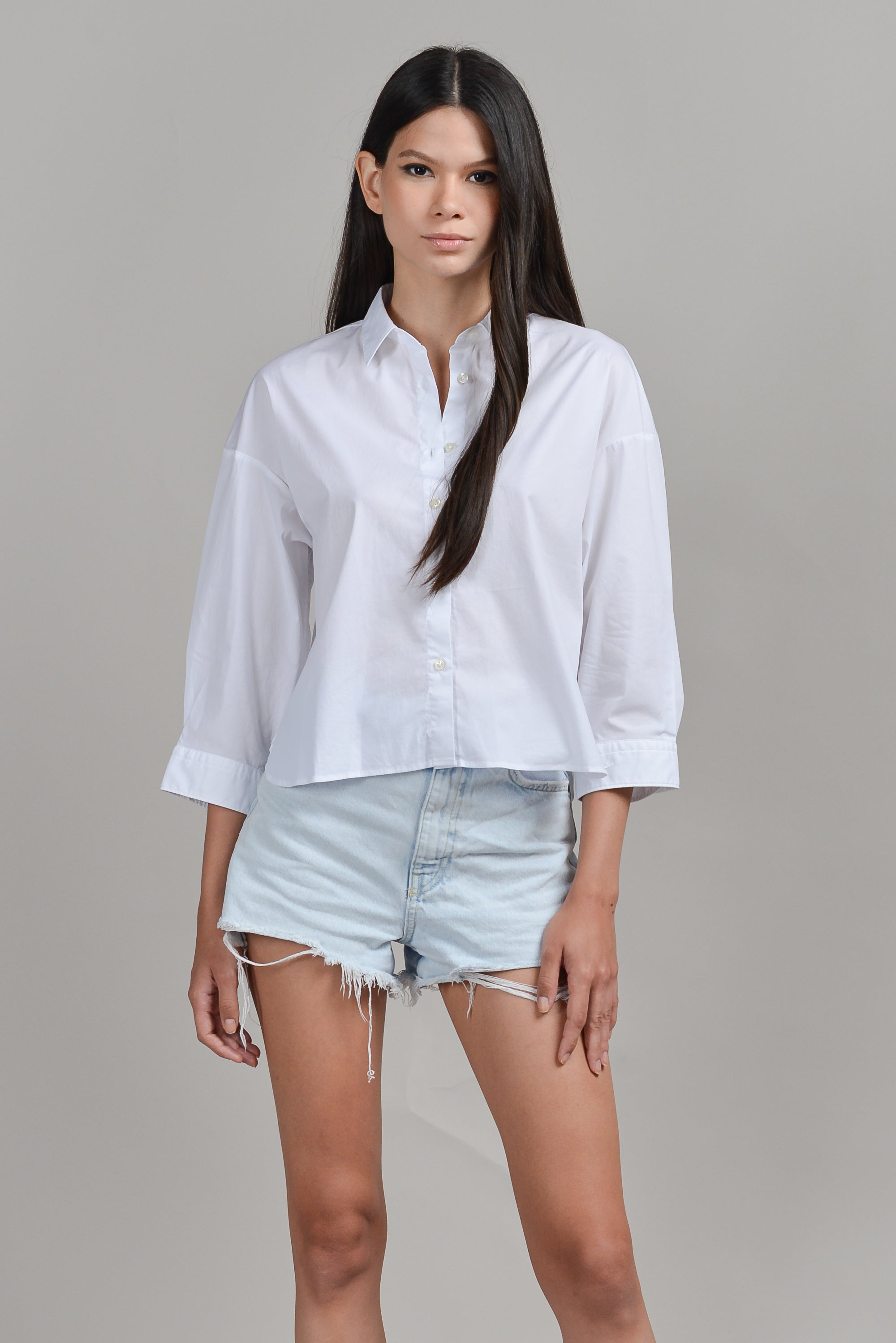 Crop Poplin Shirt - White