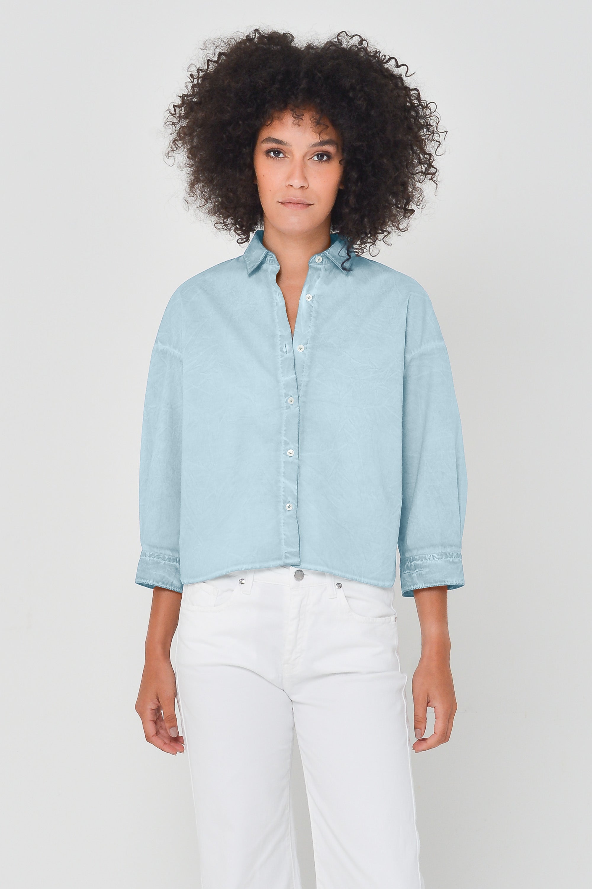 Crop Poplin Shirt - Bora Bora