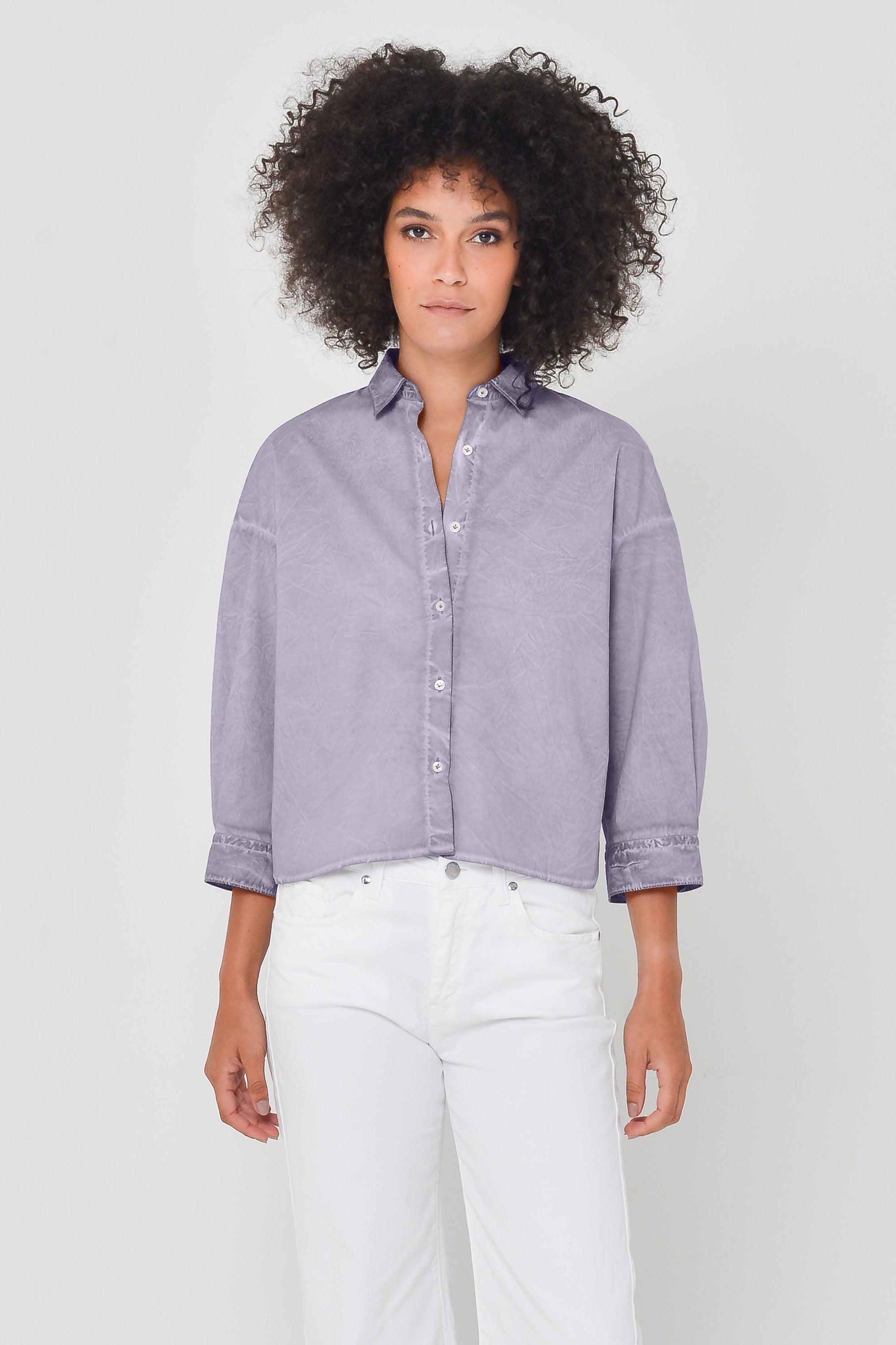 Crop Poplin Shirt - Mauve