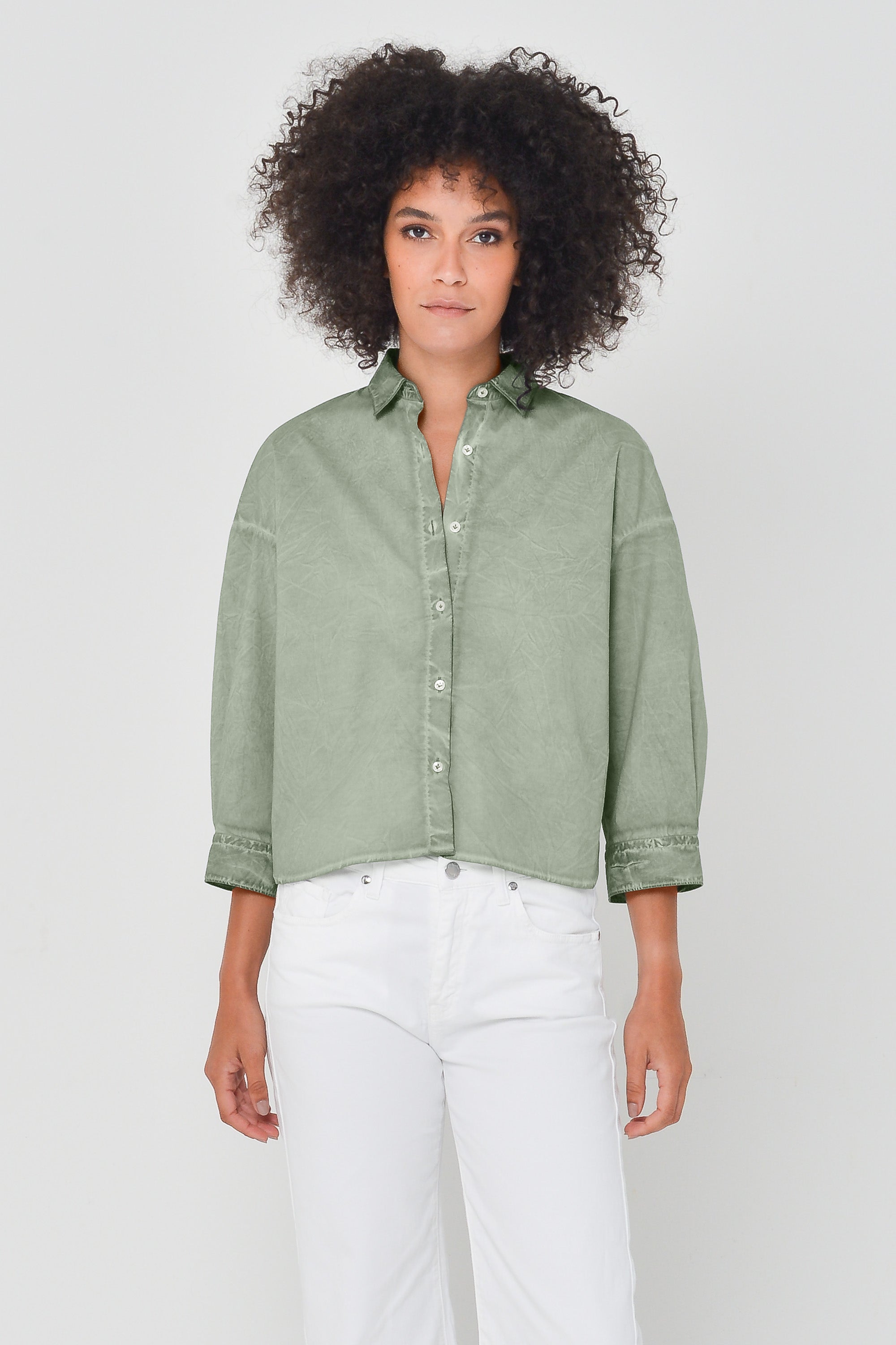 Crop Poplin Shirt - Palm