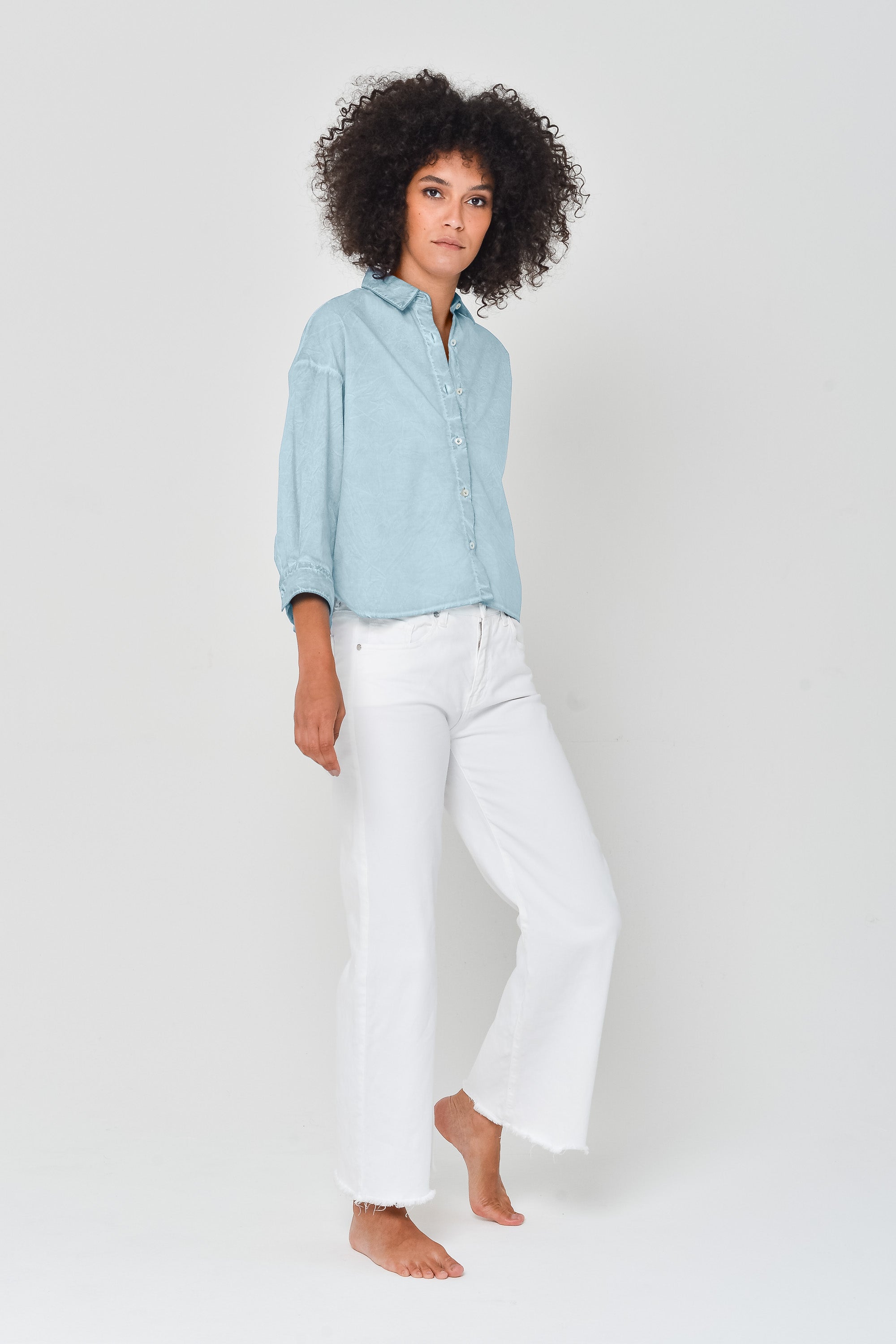 Crop Poplin Shirt - Bora Bora