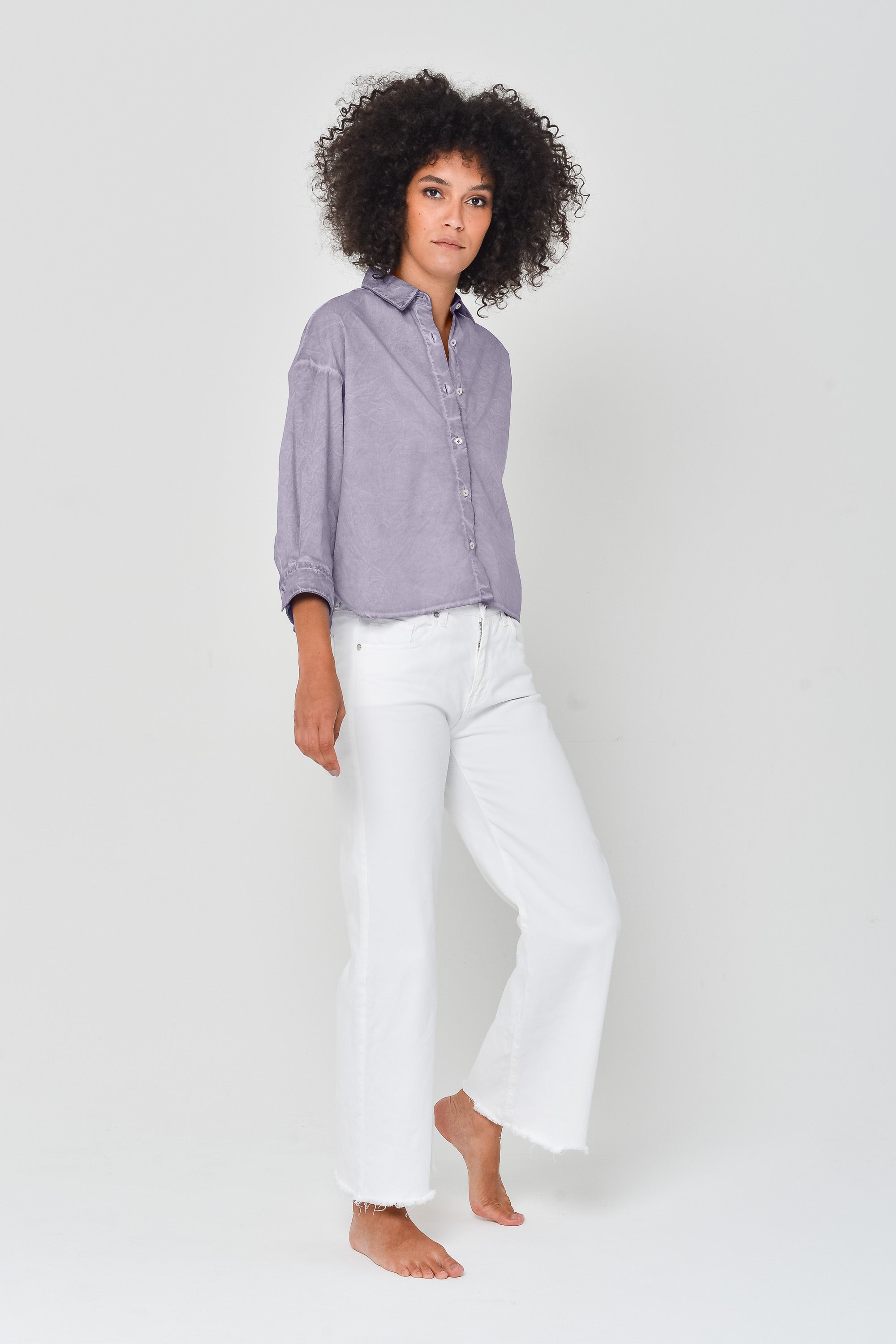 Crop Poplin Shirt - Mauve