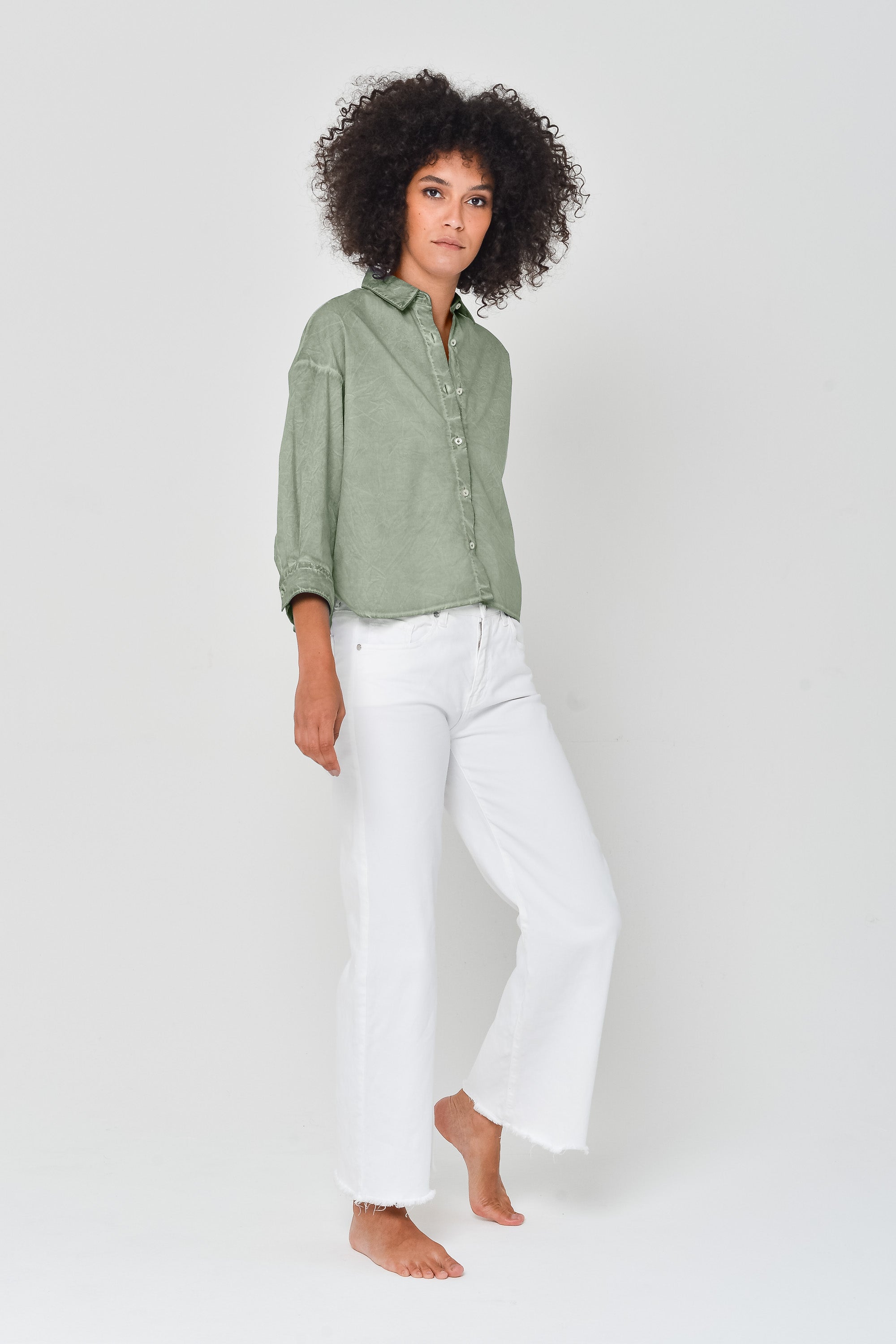 Crop Poplin Shirt - Palm