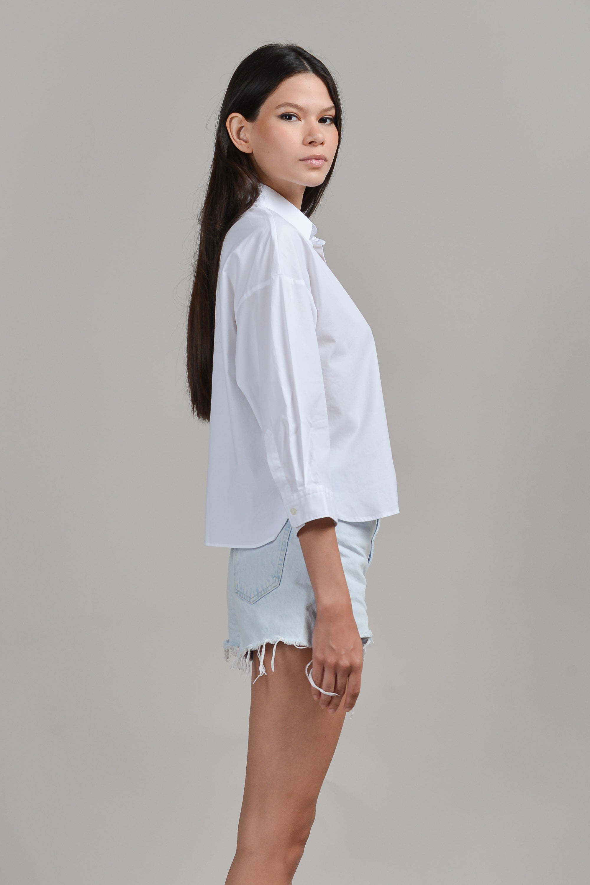 Crop Poplin Shirt - White