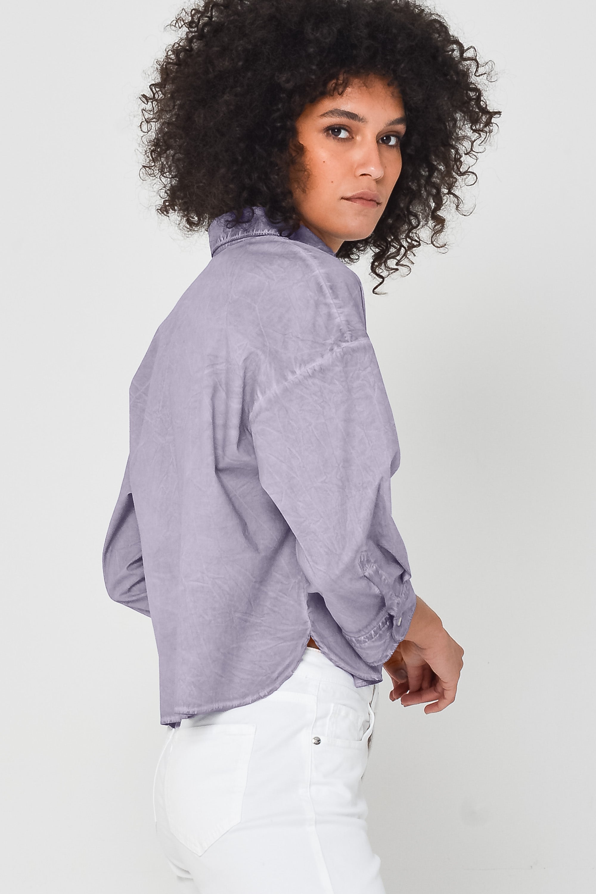 Crop Poplin Shirt - Mauve
