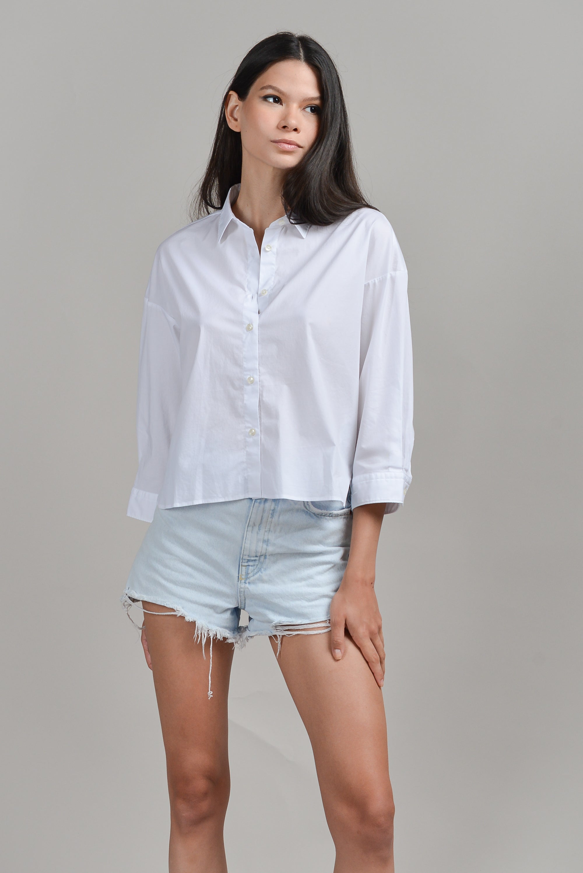 Crop Poplin Shirt - White