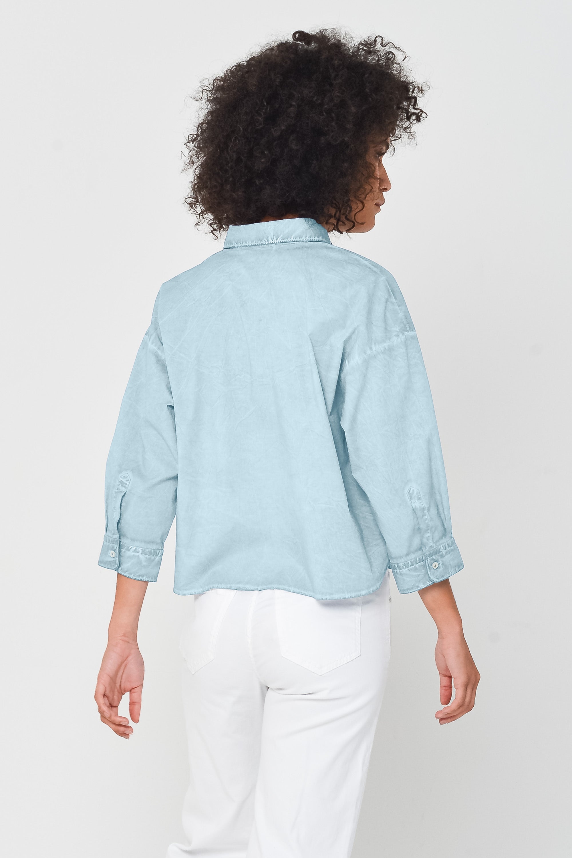 Crop Poplin Shirt - Bora Bora