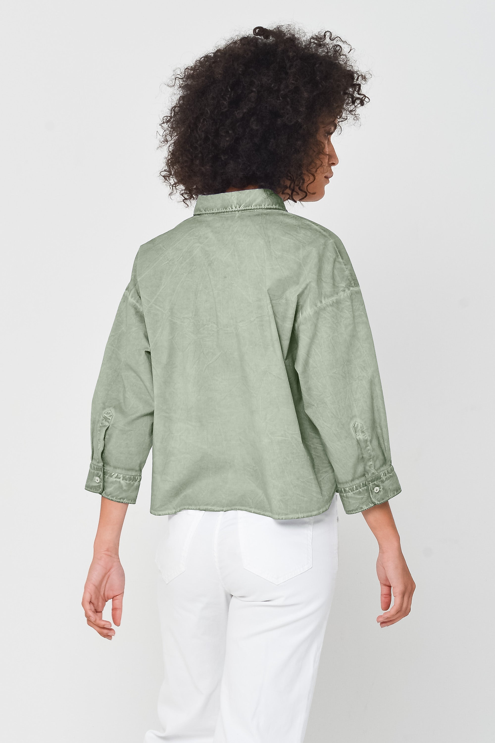 Crop Poplin Shirt - Palm