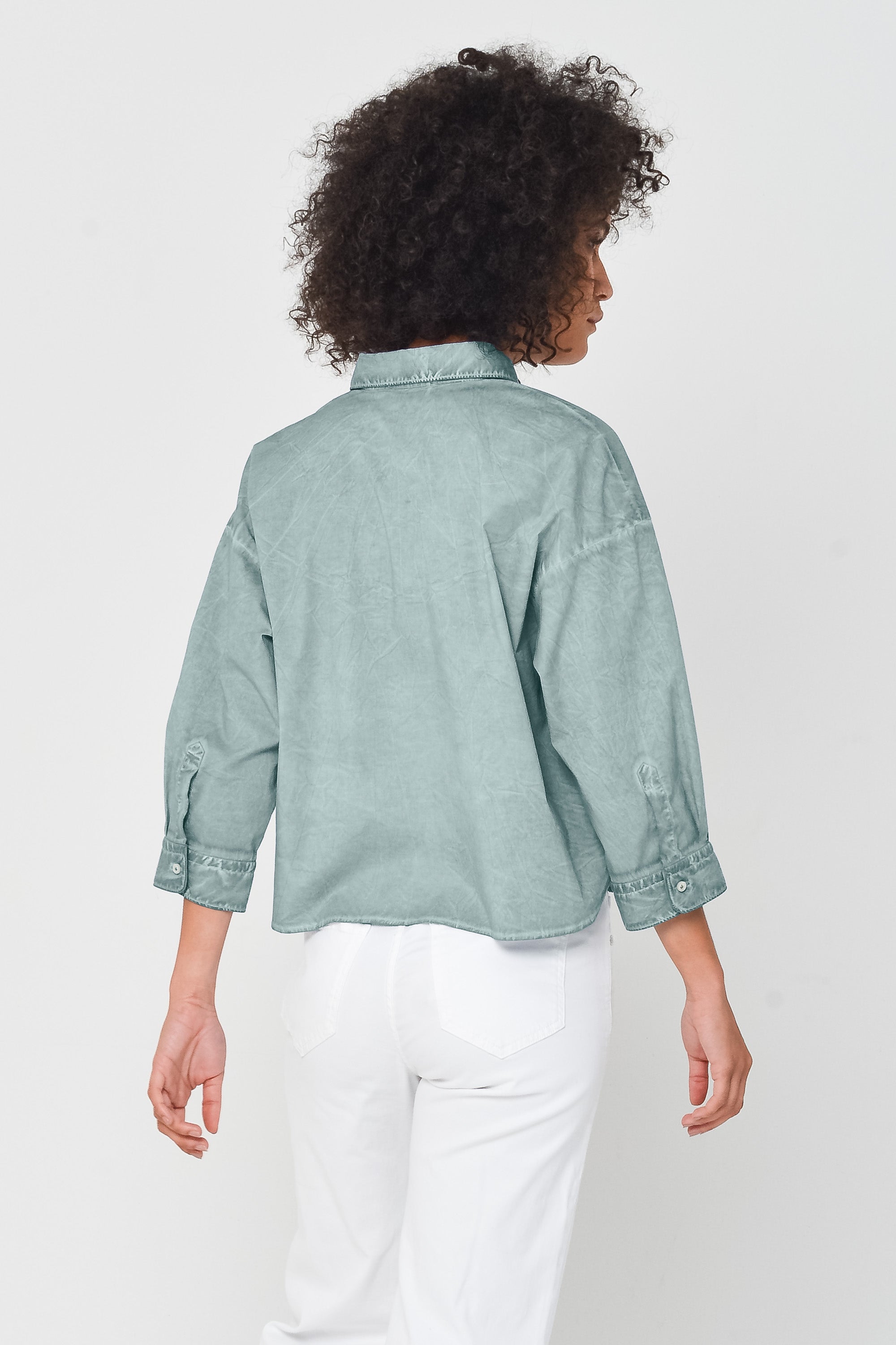 Crop Poplin Shirt - Shark
