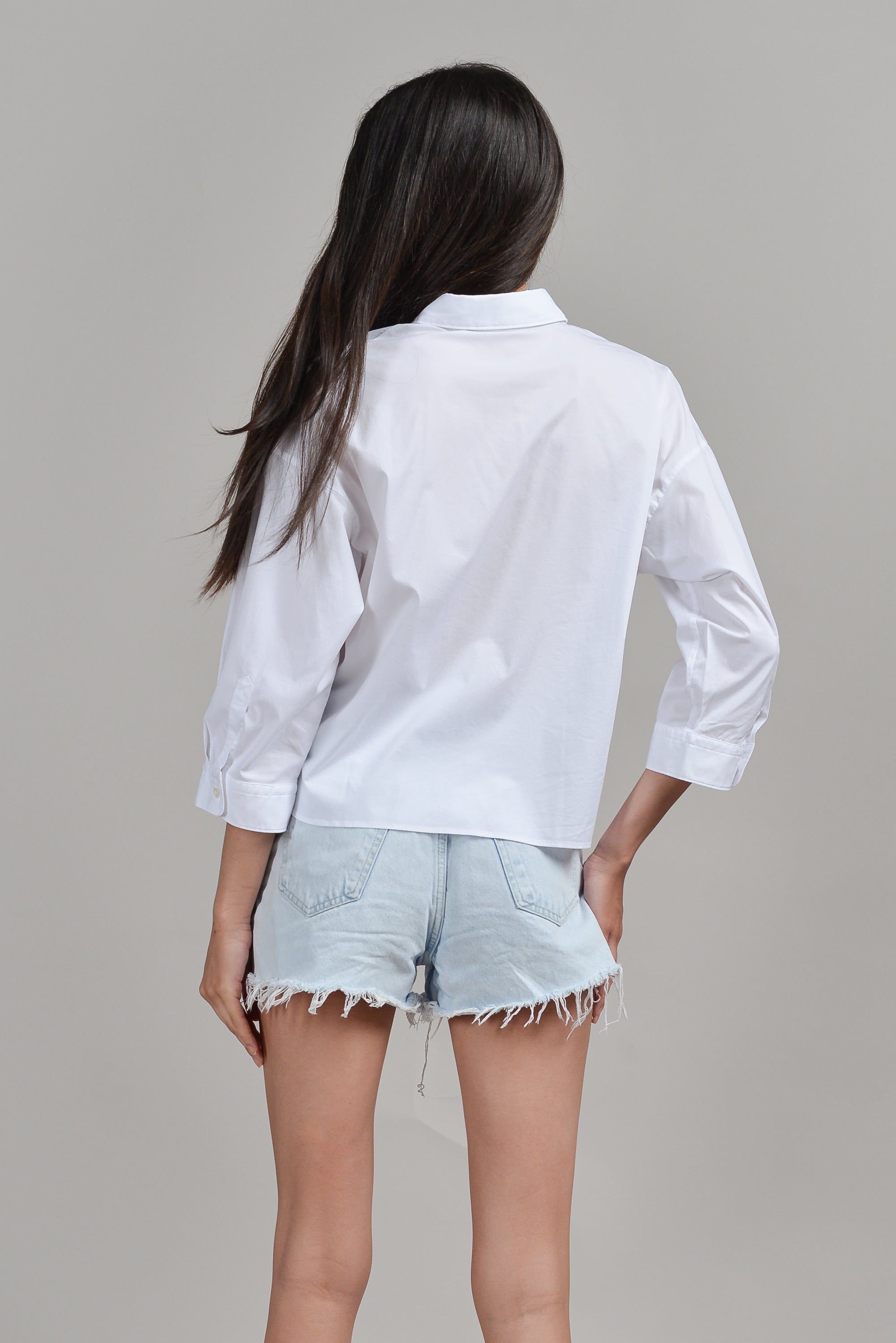 Crop Poplin Shirt - White
