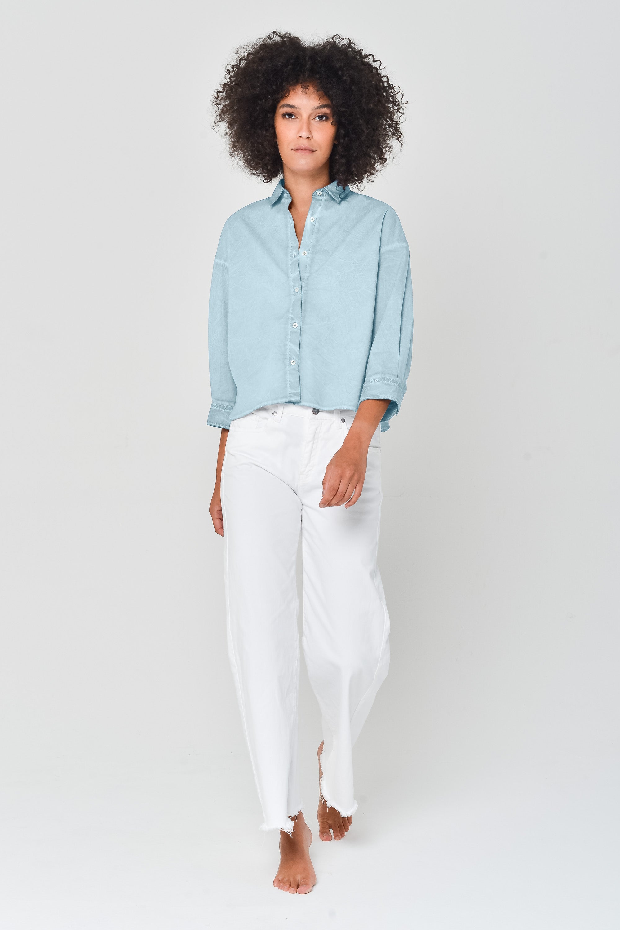 Crop Poplin Shirt - Bora Bora