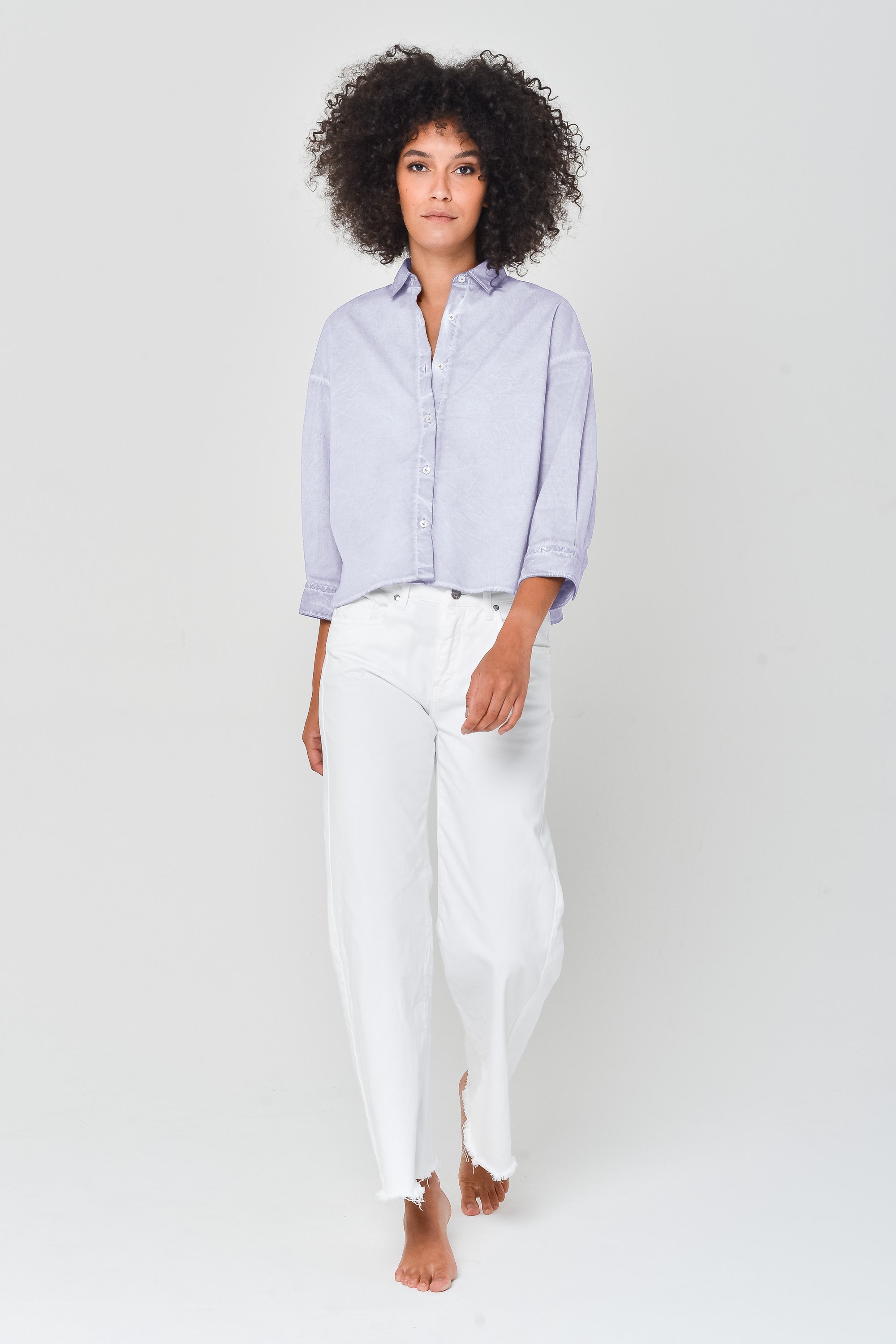 Crop Poplin Shirt - Lilac