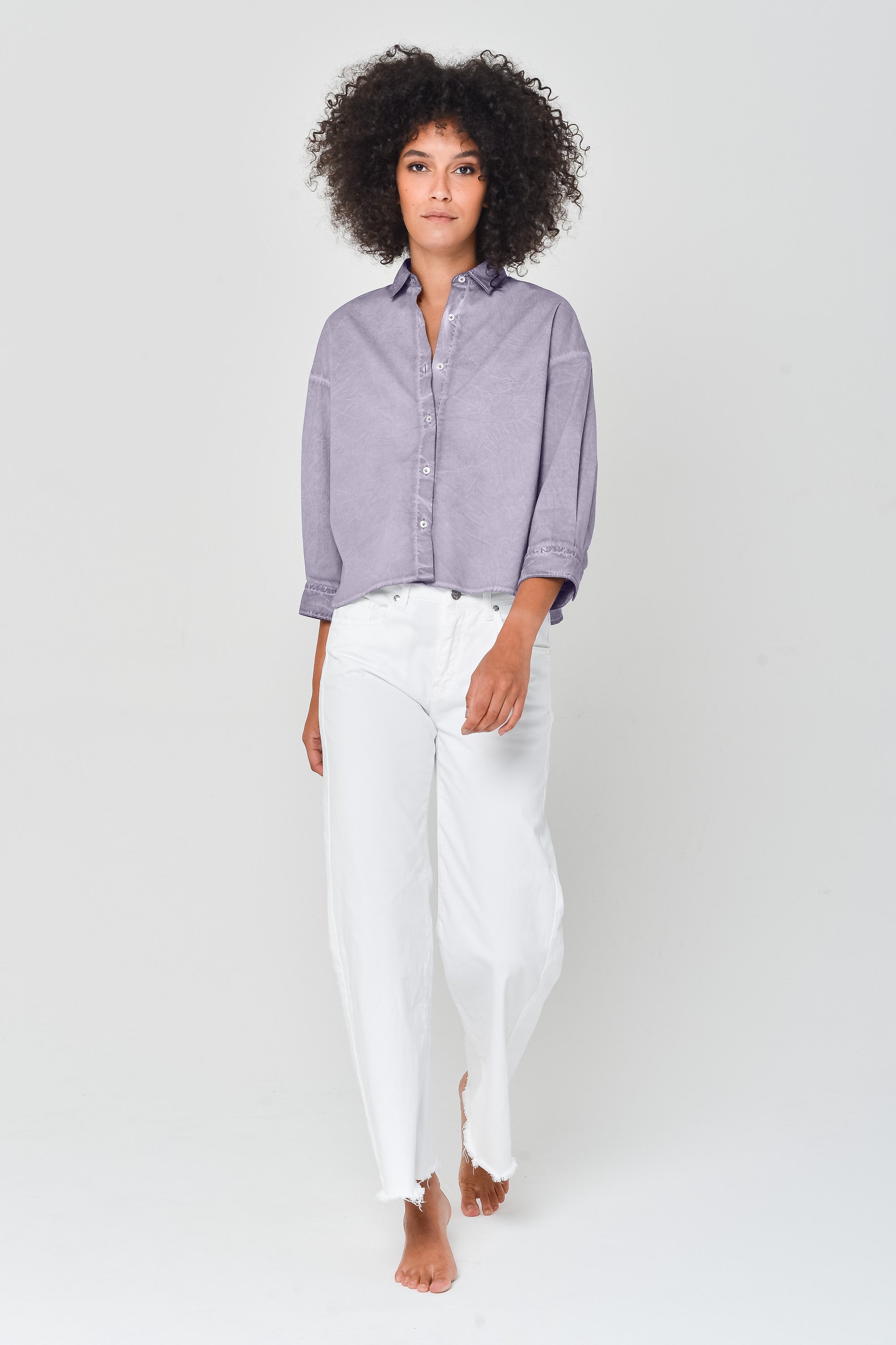 Crop Poplin Shirt - Mauve