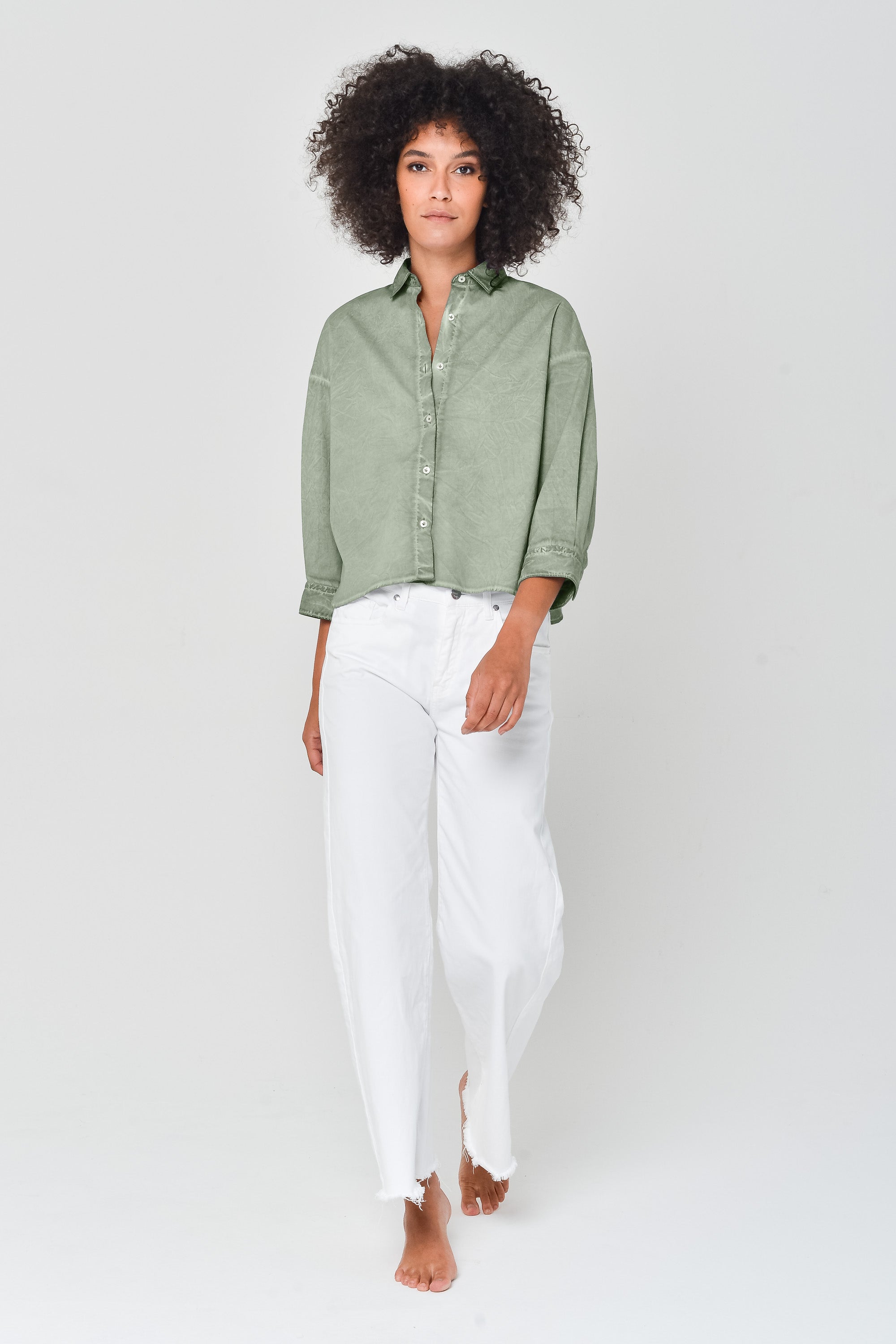 Crop Poplin Shirt - Palm