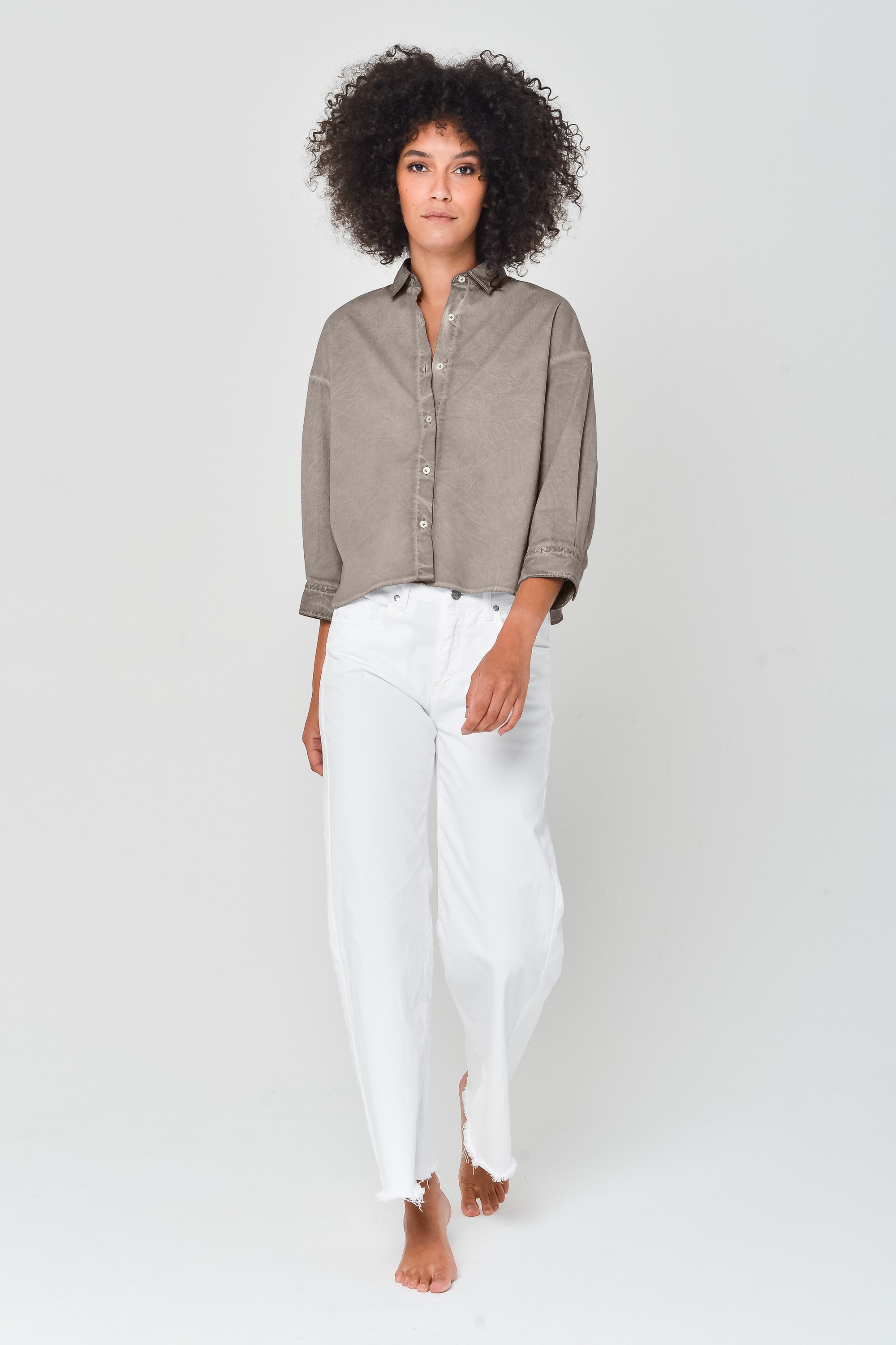 Camicia Popeline Crop - Reef
