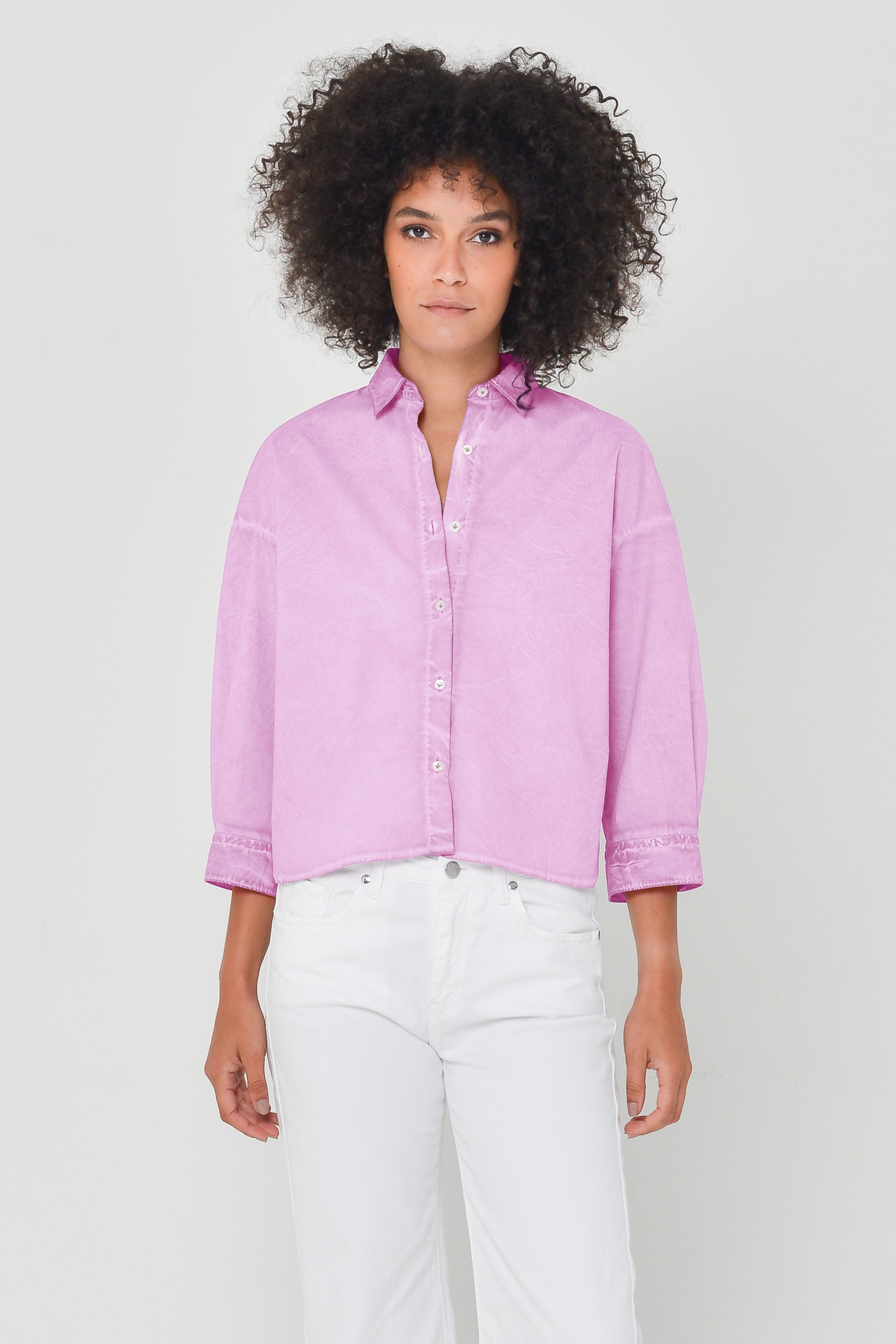 Crop Poplin Shirt - Candy
