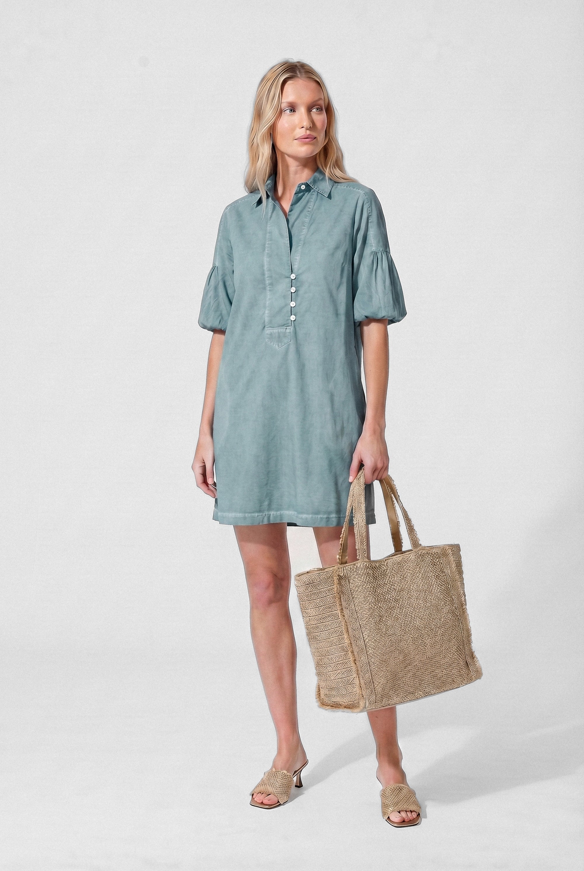 Day Off Shirtdress in Poplin - Shark
