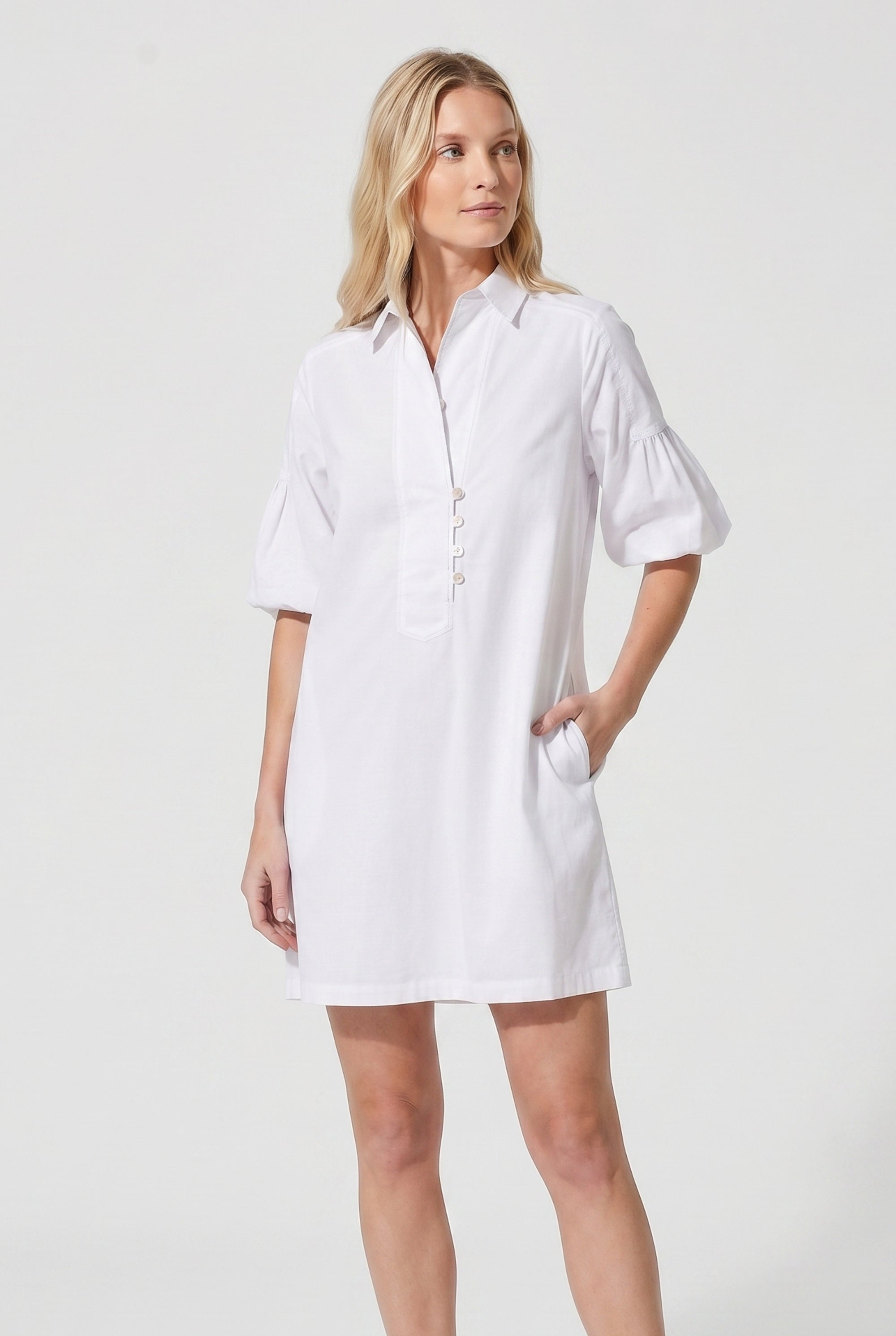 Day Off Shirtdress in Poplin - White