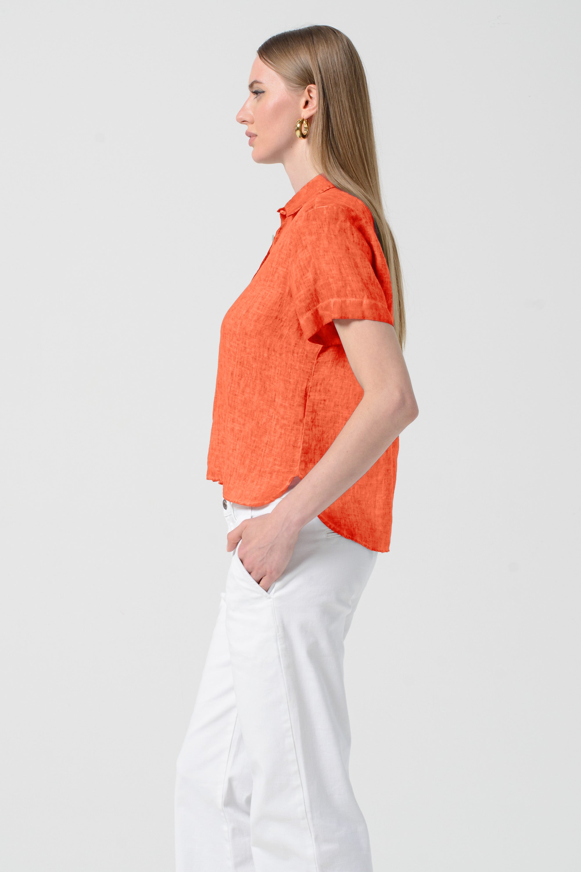 Sunray Linen Shirt - Papaya