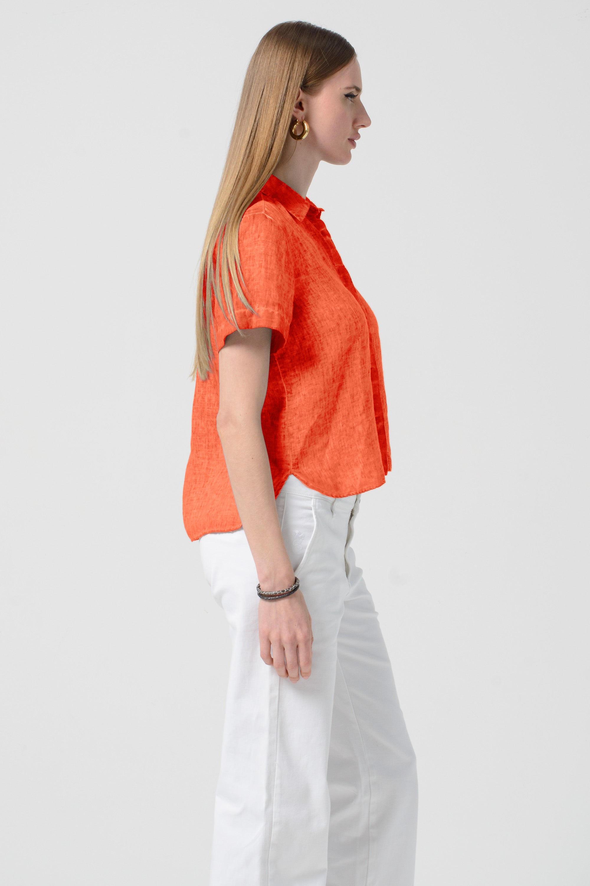 Sunray Linen Shirt - Papaya