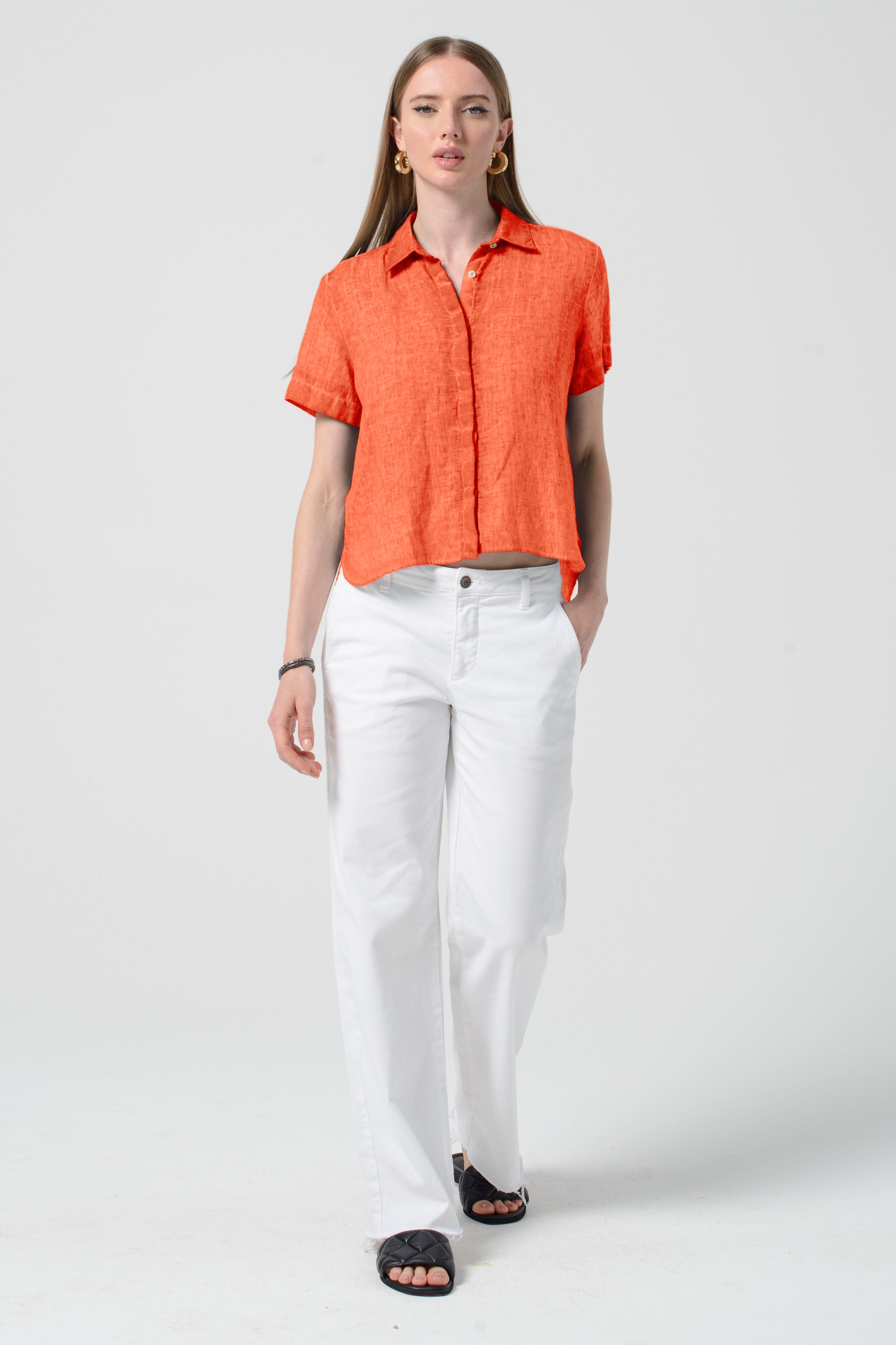 Sunray Linen Shirt - Papaya