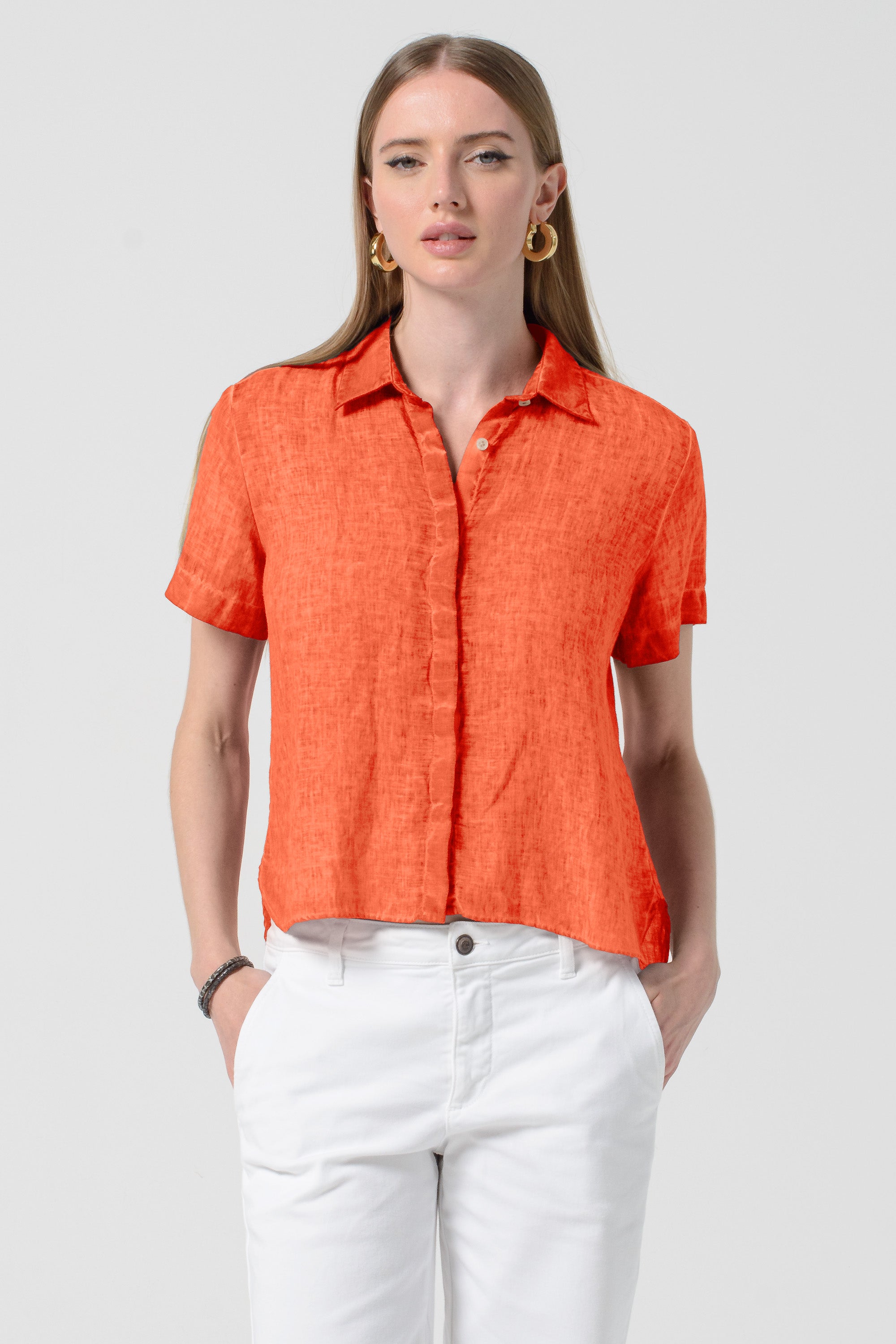 Sunray Linen Shirt - Papaya