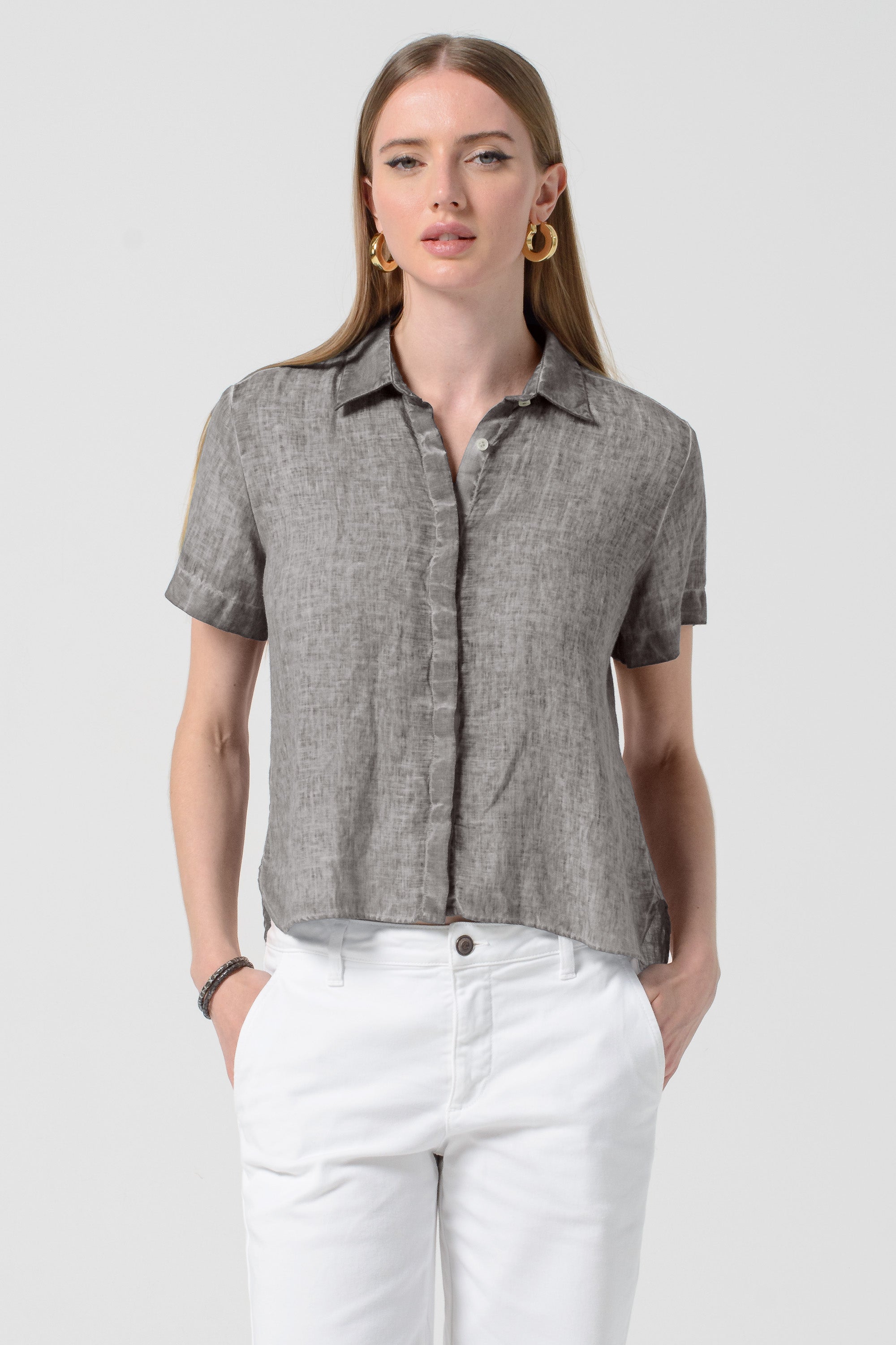 Sunray Linen Shirt in Steel | Ploumanac'h