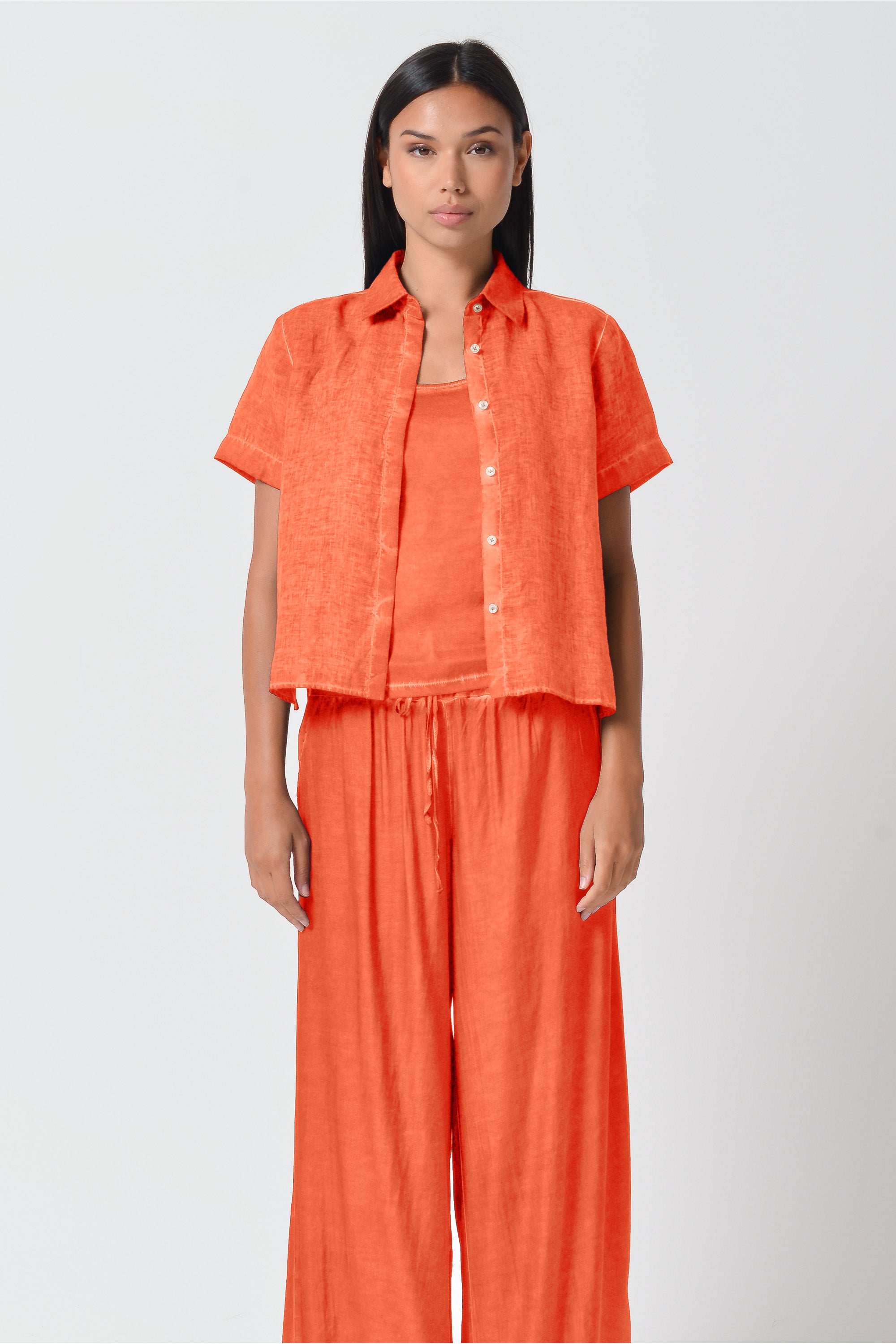 Sunray Linen Shirt - Papaya