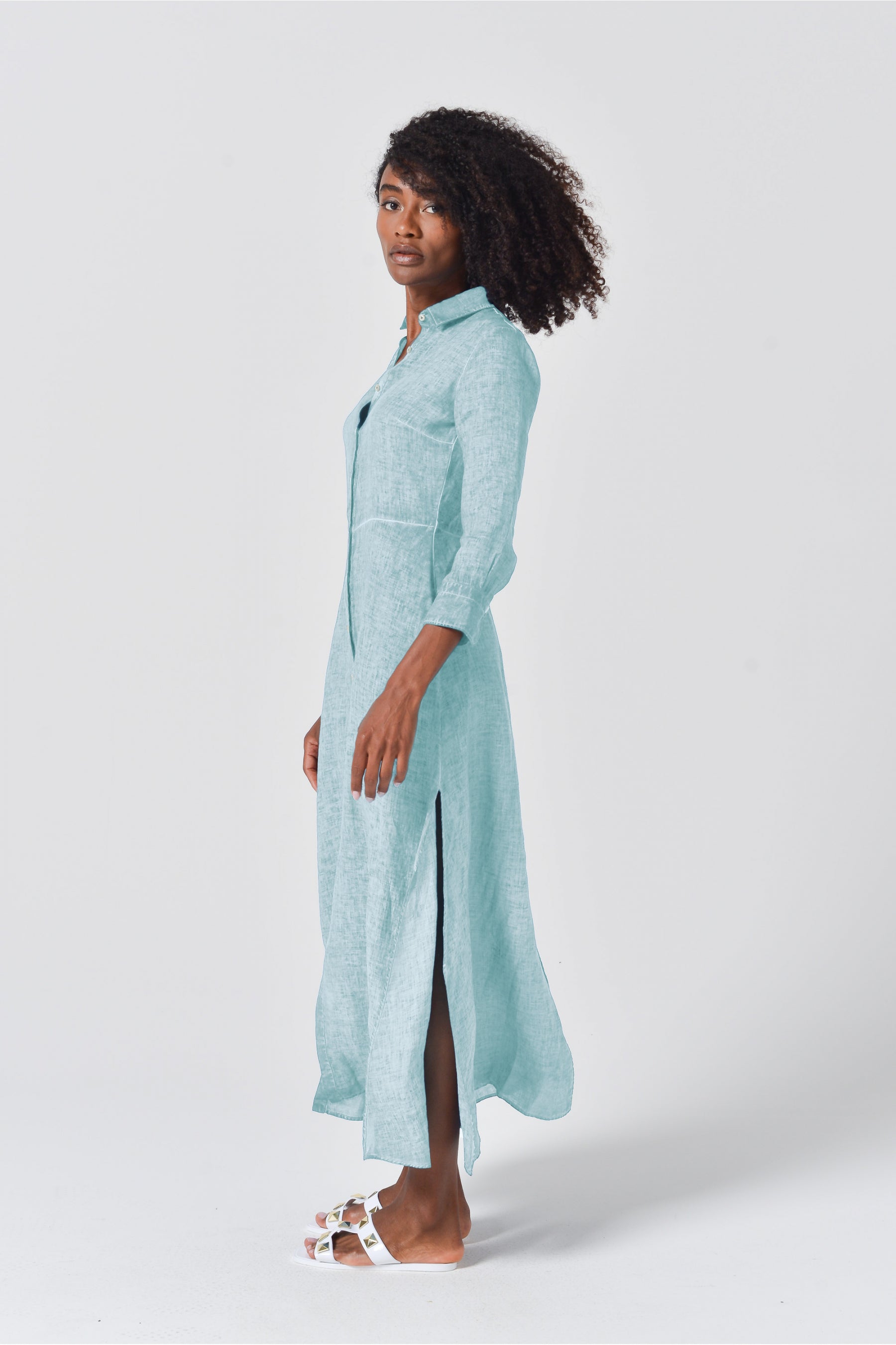 Brooke Linen Shirtdress - Barbados