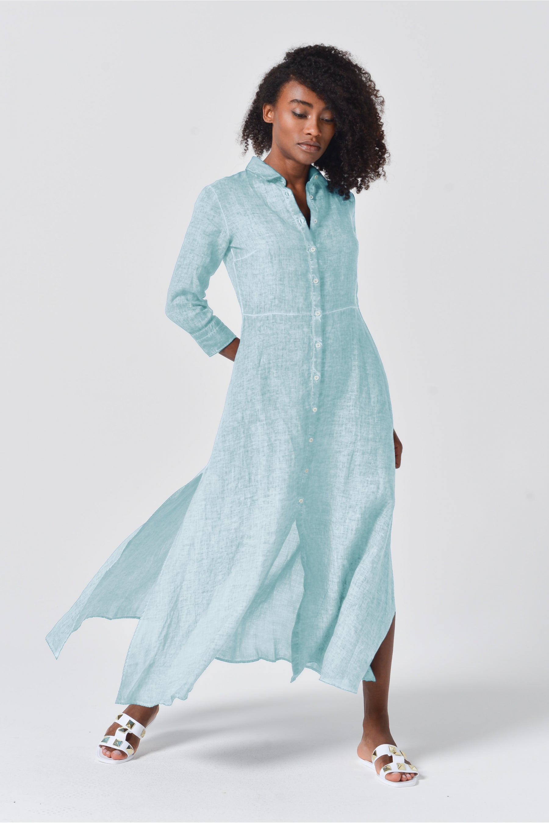 Brooke Linen Shirtdress - Barbados