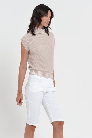Ribbed Mini Knit - Women's Ribbed Sleeveless Knitted Sweater - Canapa