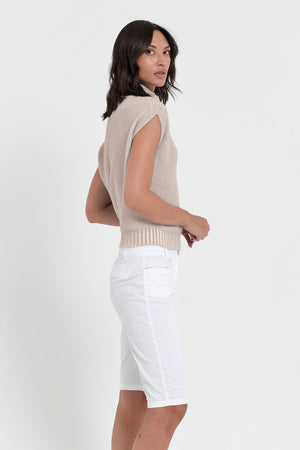 Ribbed Mini Knit - Women's Ribbed Sleeveless Knitted Sweater - Canapa