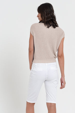 Ribbed Mini Knit - Women's Ribbed Sleeveless Knitted Sweater - Canapa