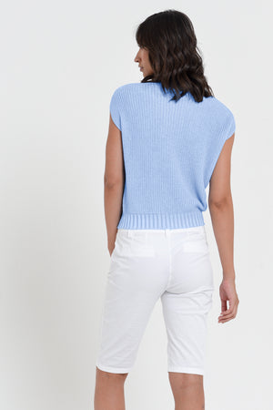 Ribbed Mini Knit - Women's Ribbed Sleeveless Knitted Sweater - Cielo