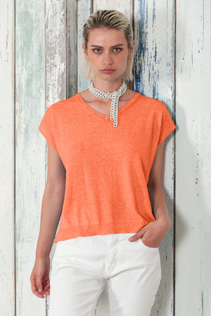 Positano Knit - Women's V-Neck Cotton Sweater - Spritz